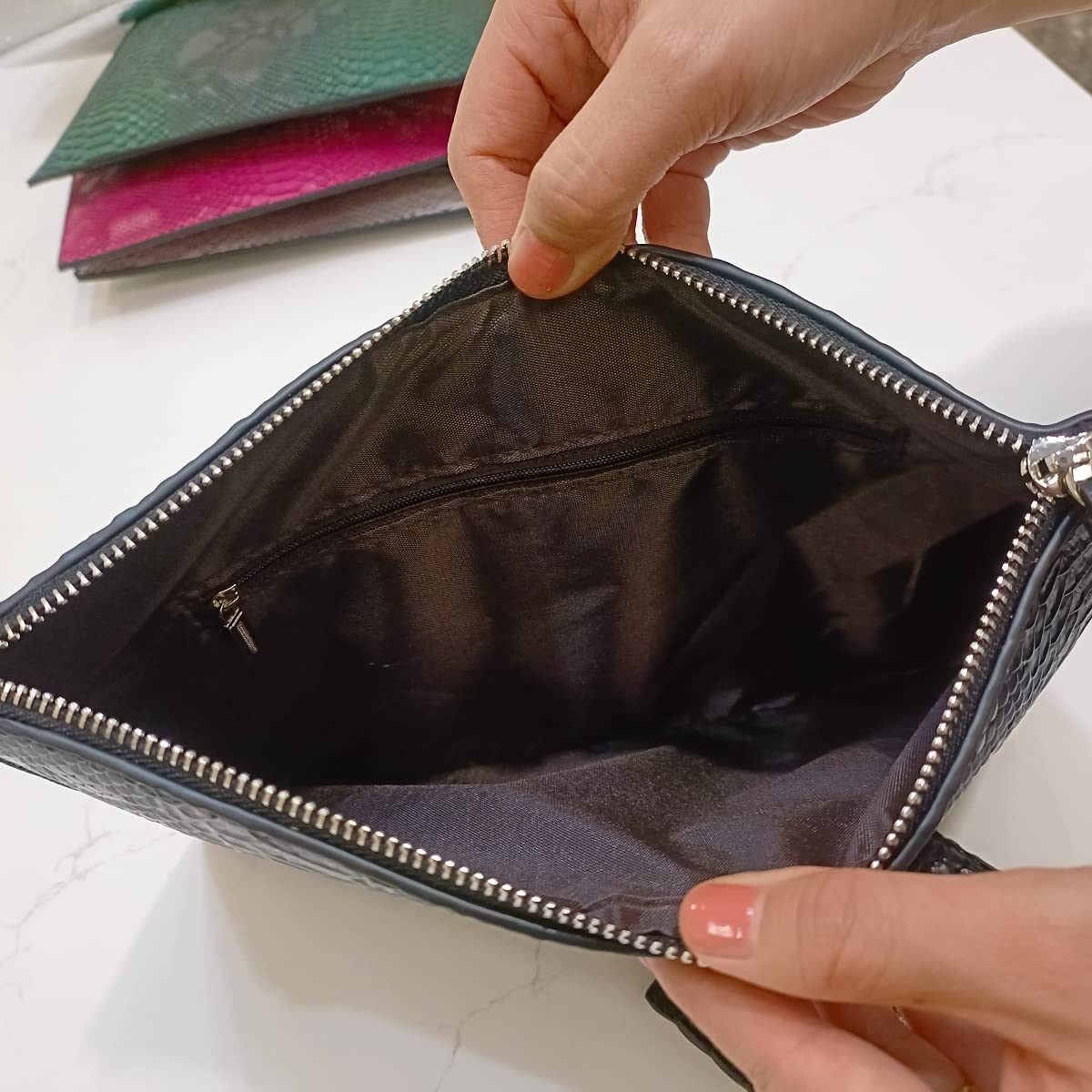 NIGEDU Women Clutches Fashion Snakeskin PU Leather Party Envelope Purse Bag