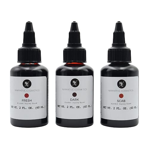 Narrative Cosmetics Alcohol Drying Blood Kit -2 fl oz | Dries to Touch, Keeps Wet Glossy Look | Won't Transfer or Smudge | SFX Wounds, Scabs, Gore |