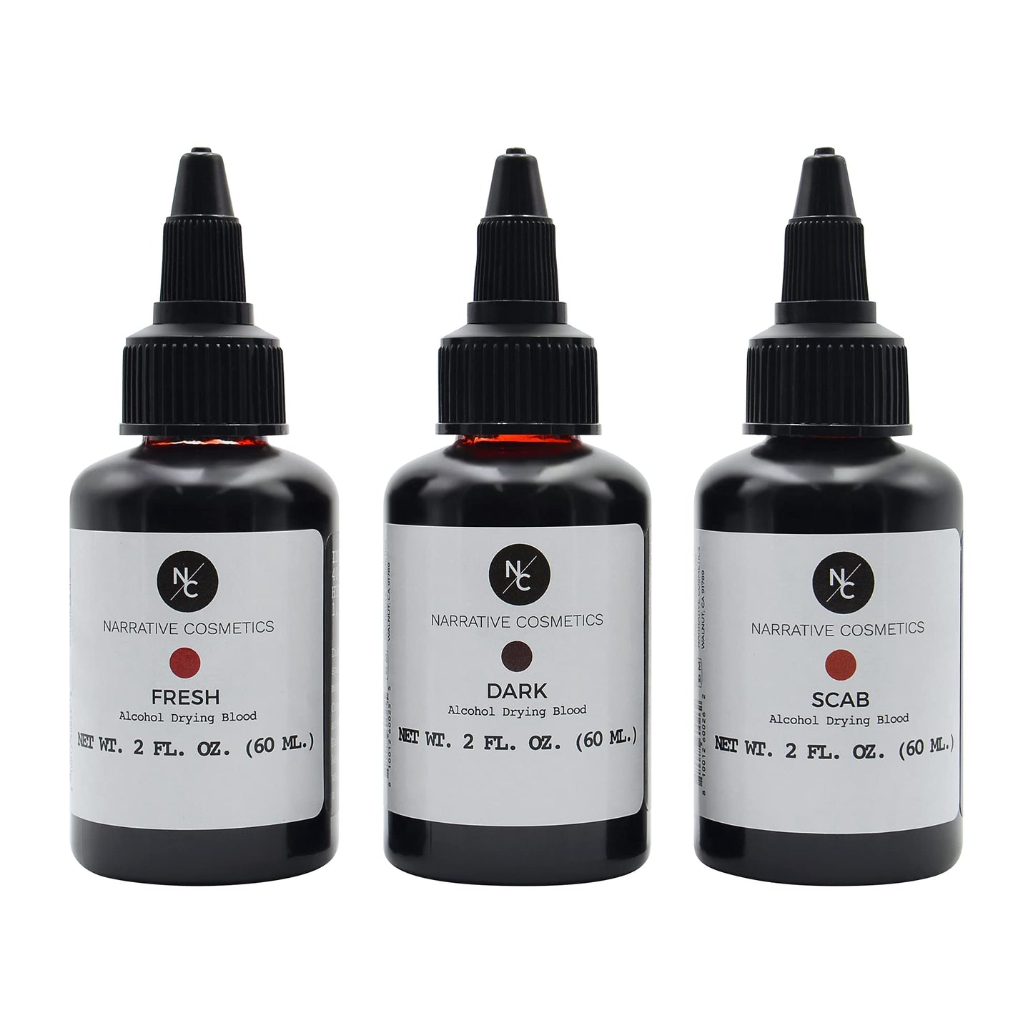 Narrative Cosmetics Alcohol Drying Blood Kit -2 fl oz | Dries to Touch, Keeps Wet Glossy Look | Won't Transfer or Smudge | SFX Wounds, Scabs, Gore |