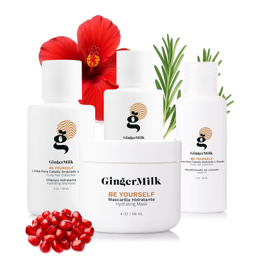 GINGER MILK Curly Hair Travel Set | Curly Method Kit with Shampoo, Hair Mask, Leave-In & Curl Defining Gel + Free Travel Bag | Nourishes, Hydrates Beauty & Personal Care Ginger Milk Natural Care