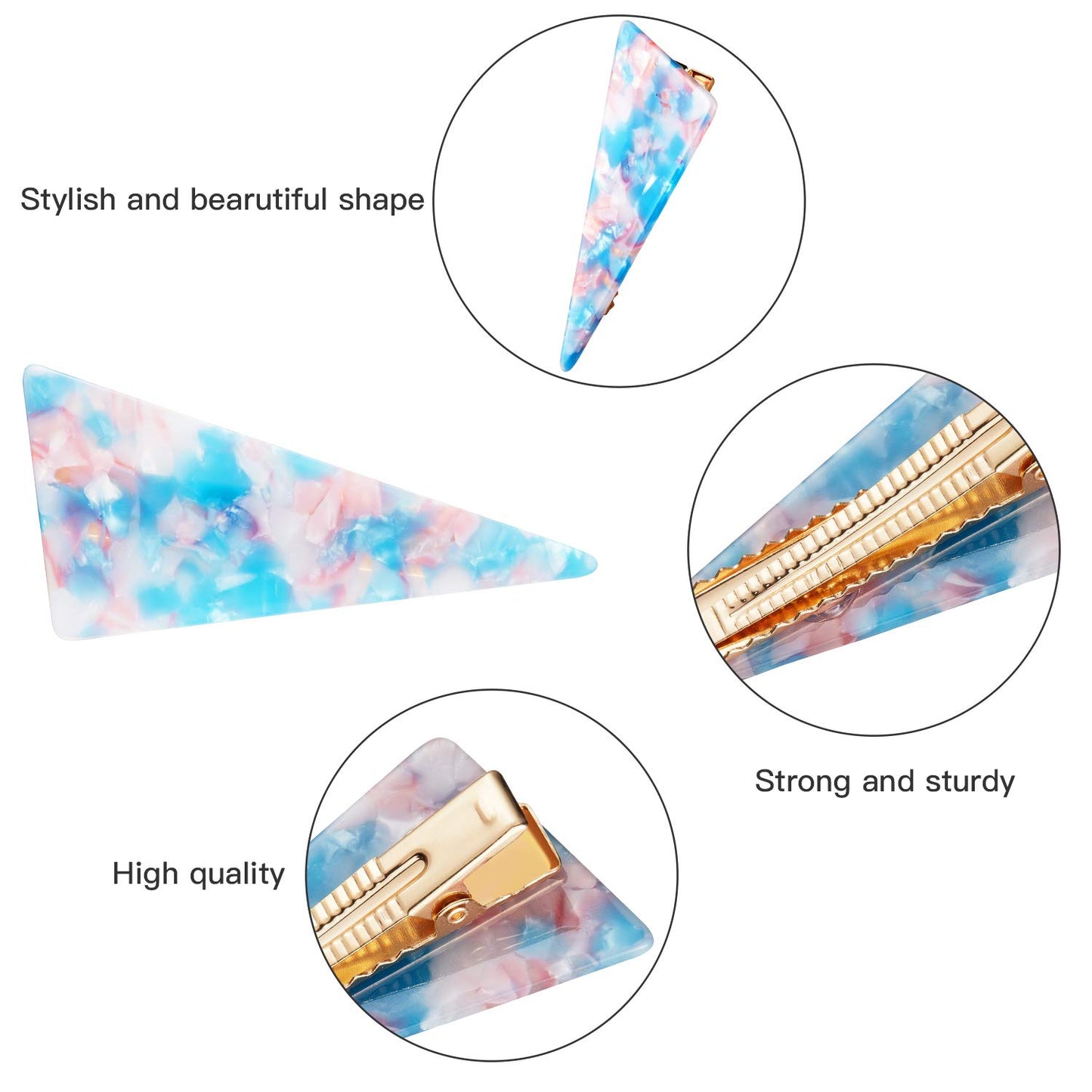 Geyoga 10 Pieces Acrylic Resin Hair Clips Barrettes Geometric Alligator Hair Clips Colorful Marble Pattern Hairpins Styling for Women Accessories