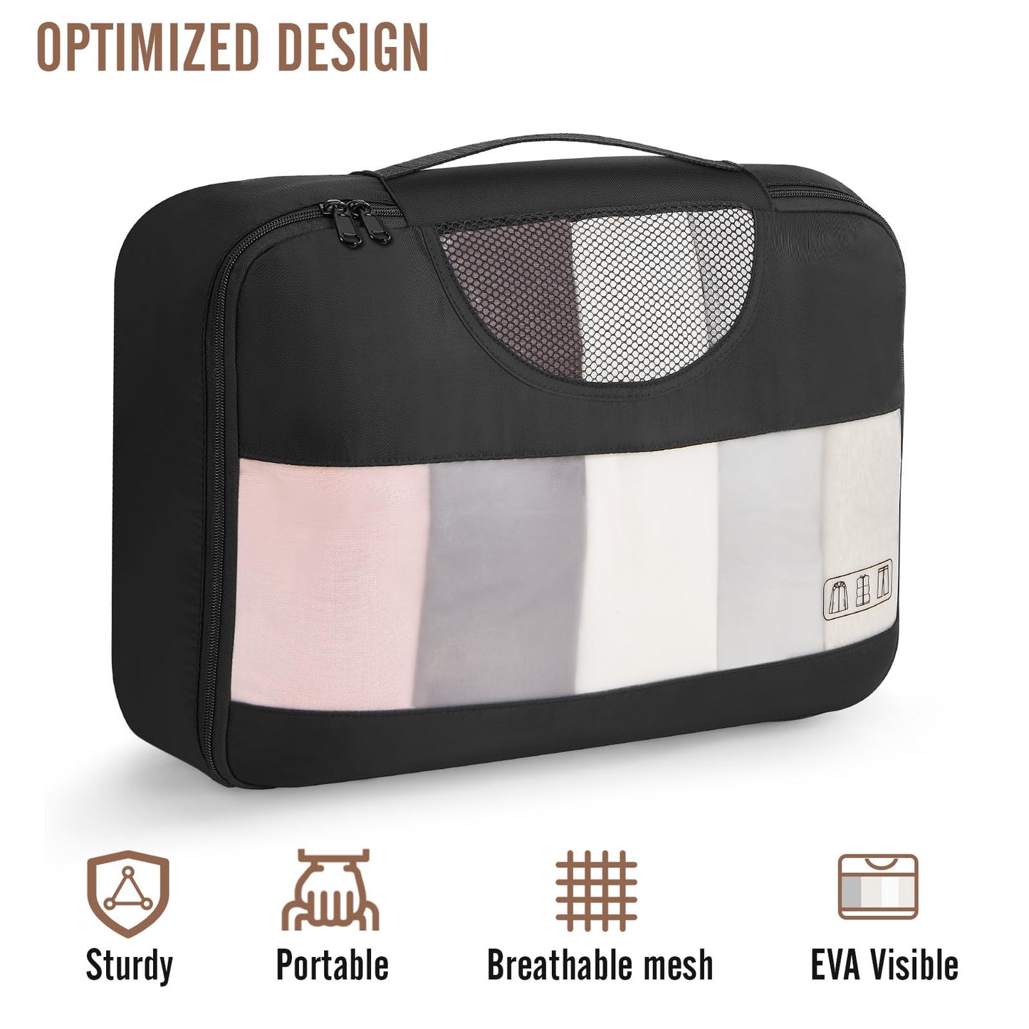 Veken 8 Set Packing Cubes for Travel – Luggage Organizer Bags w/ Laundry & Toiletry Bag, Perfect for Airplane, Road Trip, Camping