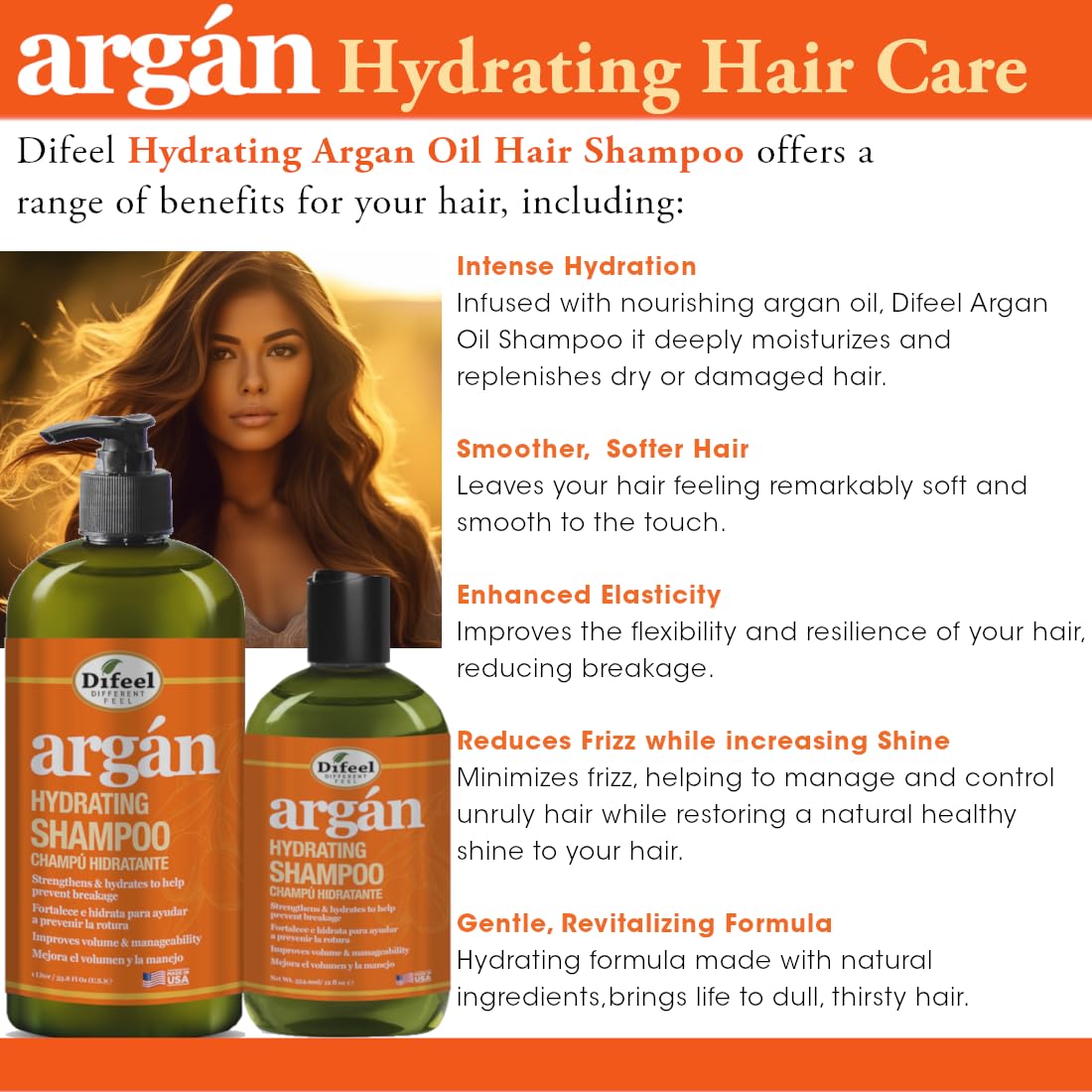 Difeel Hydrating Shampoo & Conditioner Dual Packet 2 oz. - Travel Size Shampoo & Conditioner Packette (1 Ounce Each)