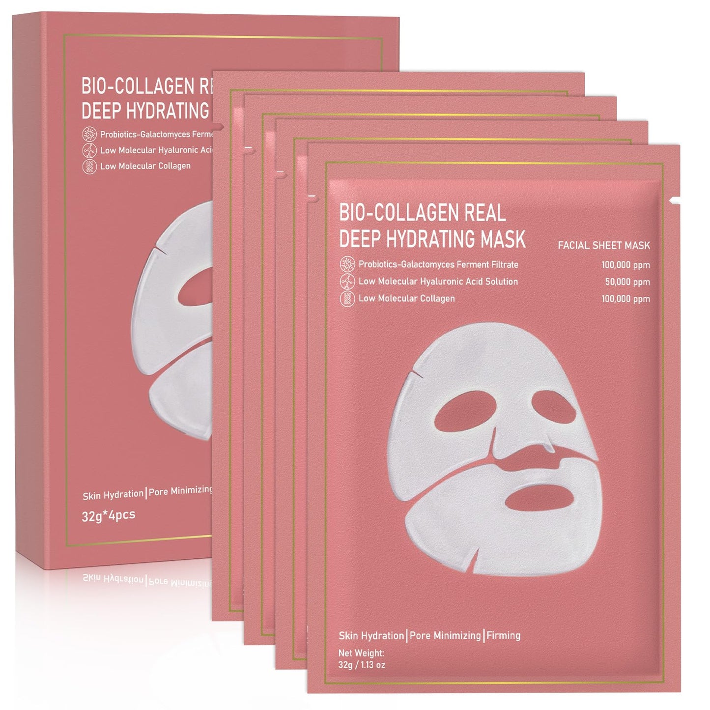 Nityrliv Collagen Face Mask, 4 Pack Bio-Collagen Real Deep Mask Overnight Hydrating Face Mask for All Skin Types,Original Hydrating Collagen Face Mask Beauty and Personal Care Nityrliv