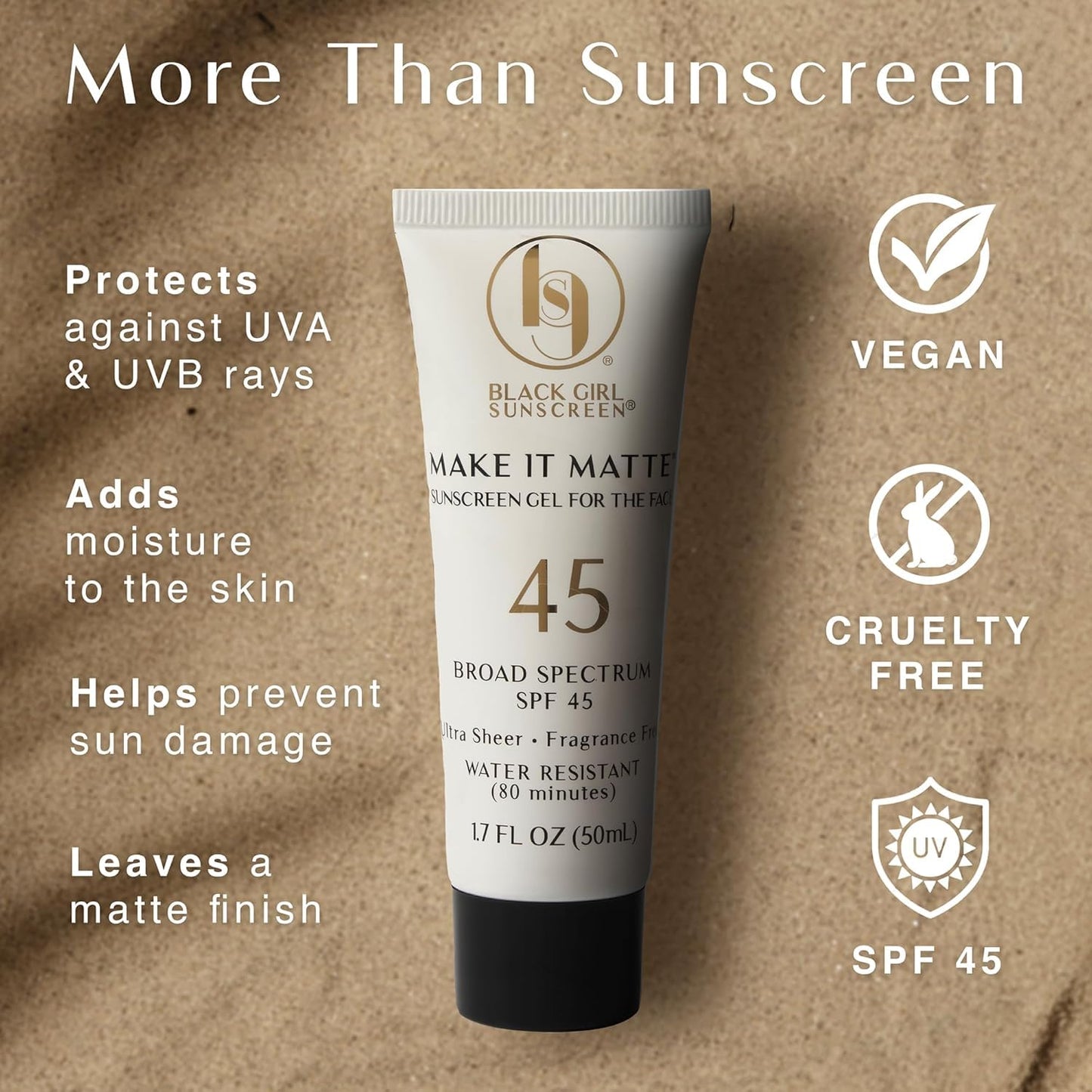 Black Girl Sunscreen Make it Matte SPF 45 Gel Sunscreen for Face - SPF 45, Sun Protection & Skin Care, Travel Size, Water Resistant, Wear Under