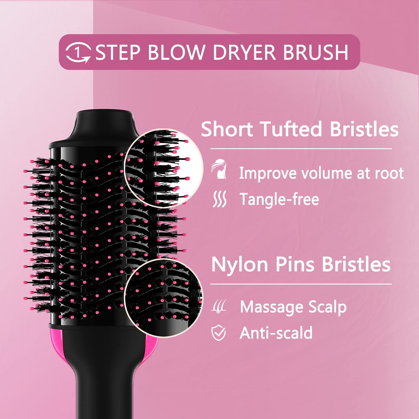 Aopant Hair Dryer Brush Blow Dryer in One, 4 in 1 Styling Tools Blow Dryer with Ceramic Oval Barrel, Hair Dryer and Styler Volumizer, Hot Air