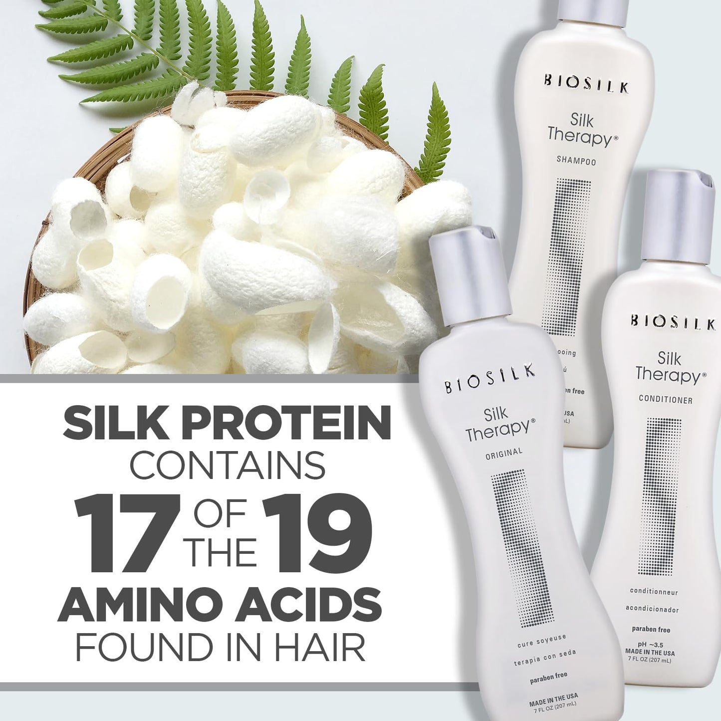 BioSilk Revive Your Locks Kit. Original Silk Therapy 7oz, Silk Therapy Shampoo 7oz, and Silk Therapy Conditioner 7oz (kit Contains 3 Products), 7