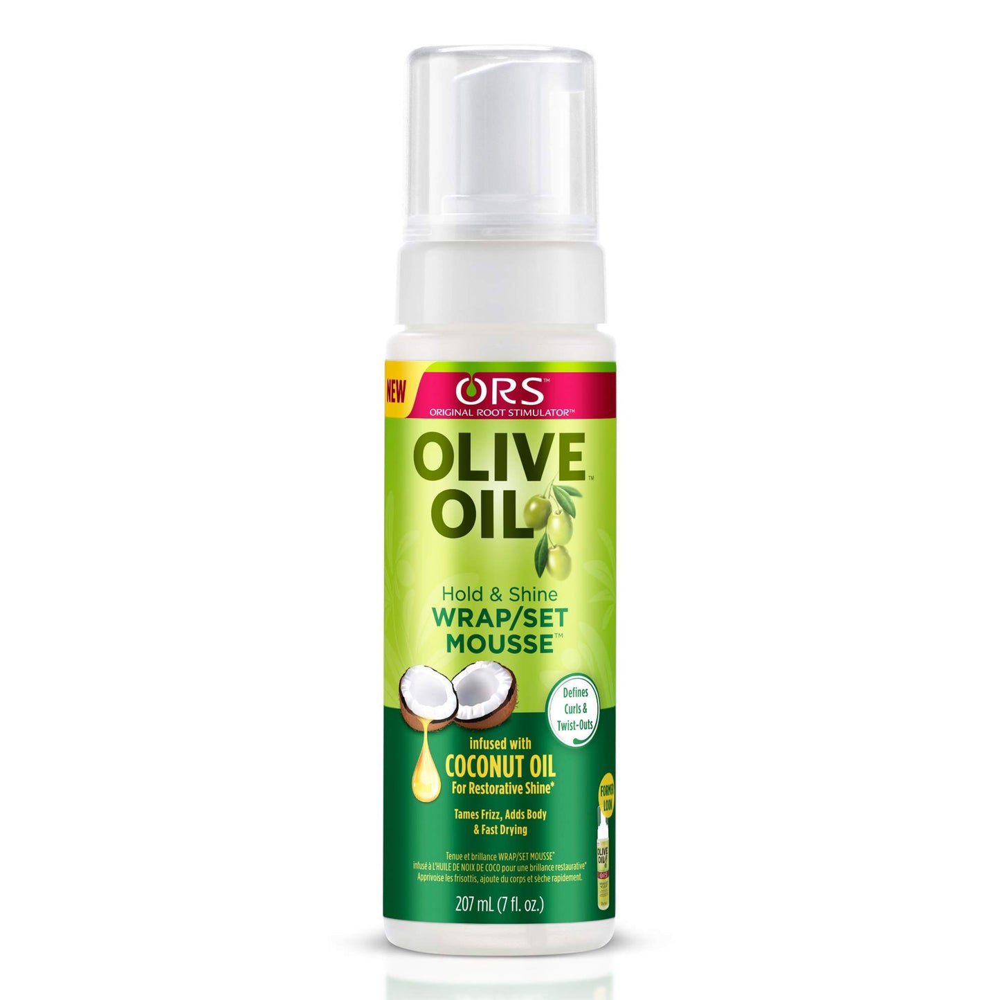 Ors Olive Oil Mousse Wrap/Set Hold & Shine Coconut Oil 7 Ounce (207ml) (2 Pack)