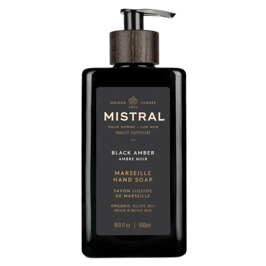 Mistral Black Amber Liquid Hand Soap for Men | Luxury Moisturizing Handsoap with Organic Olive Oil, Glycerin and Coconut Oil | Rich Lather | Beauty & Personal Care Mistral