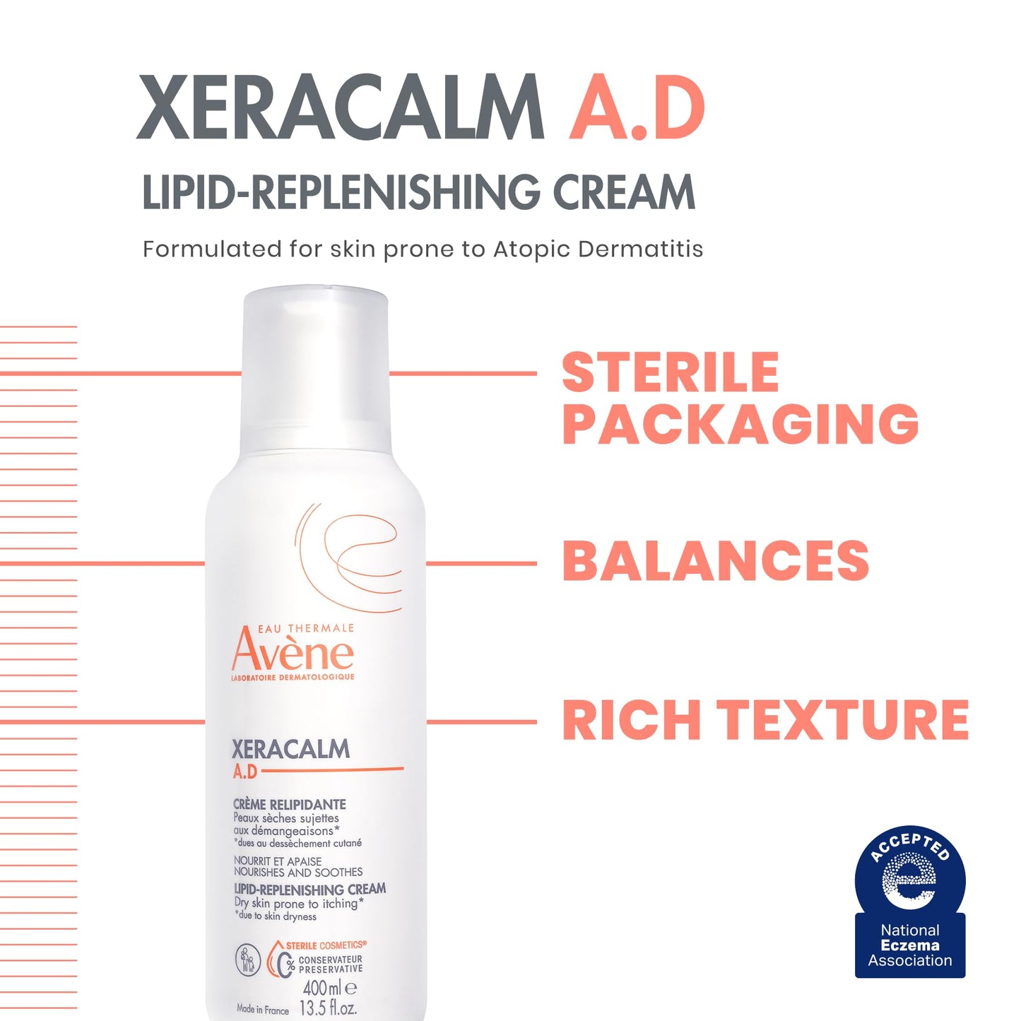 Avène XeraCalm A.D Lipid-Replenishing Cream, Atopic Dermatitis, Eczema-Prone Skin, For Dry, Itchy Skin, Restore Skin barrier, For Infants, Children Beauty & Personal Care Eau Thermale Avène