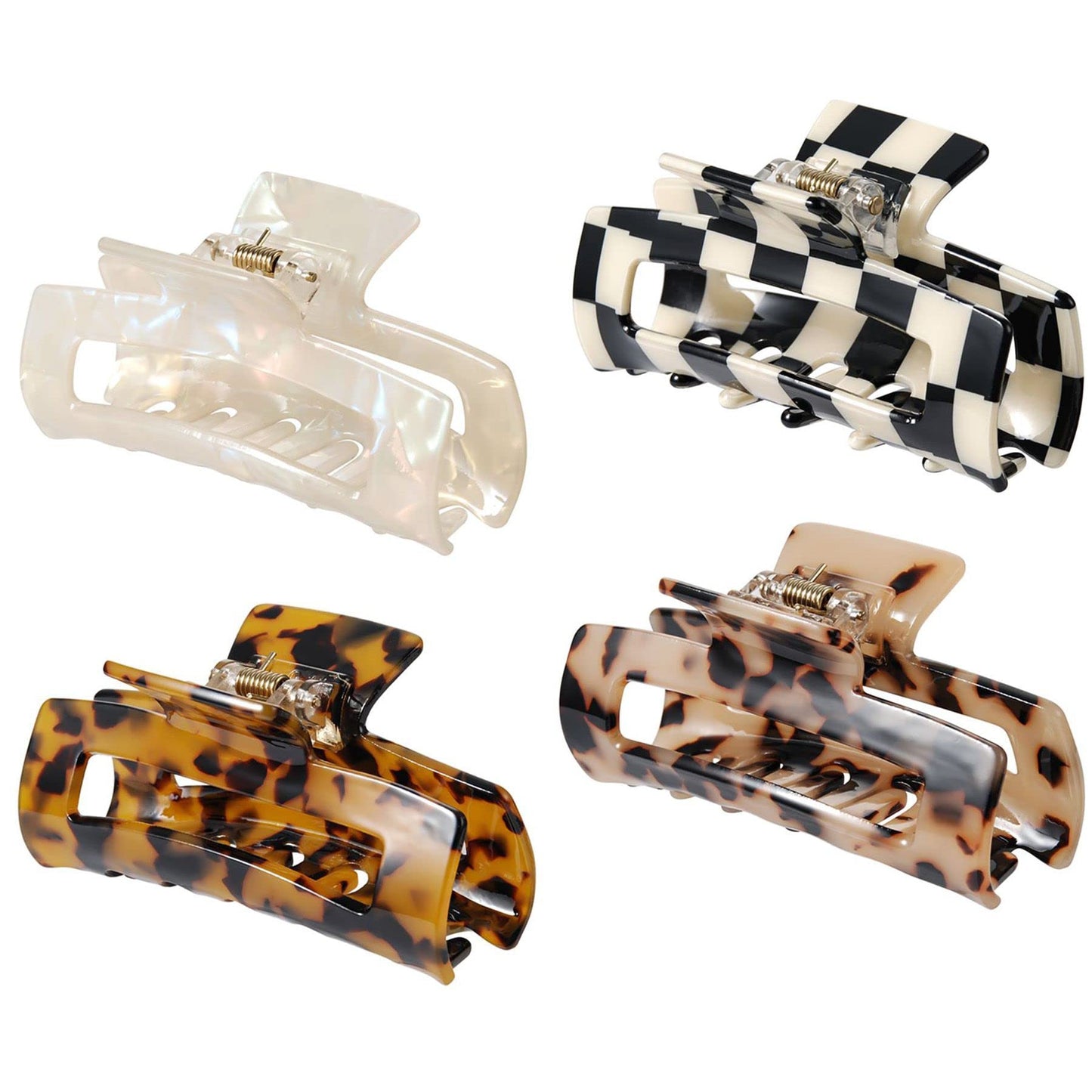 4Pcs Hair Claw Clips, Acetate Hair Banana Barrettes, French Butterfly Jaw Clips, Mermaid Color Crab Hairpin, Leopard Print Stylish Hair Accessories Beauty and Personal Care SL Sursarbelor