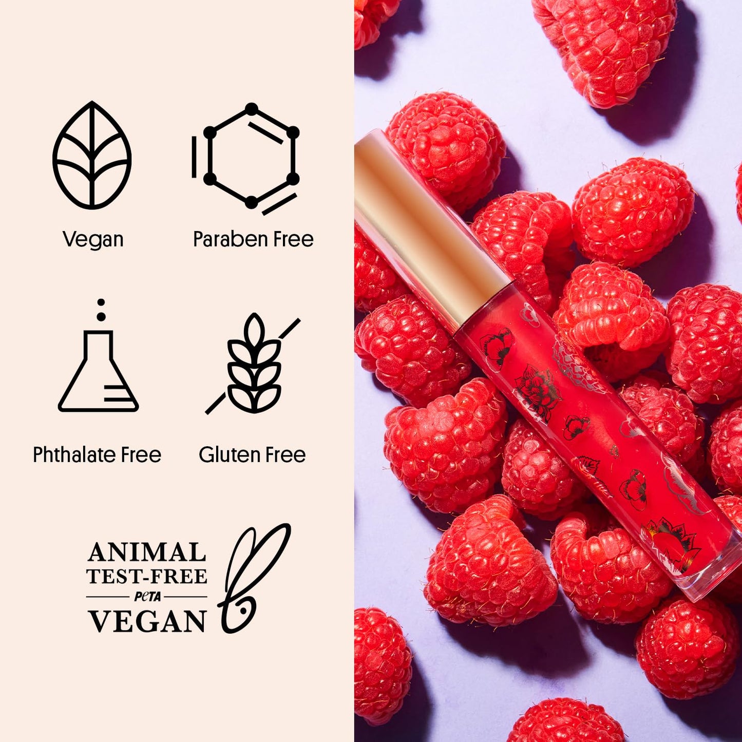 Winky Lux Raspberry Fruity Gloss pH Lip Stain, Non Sticky Lip Gloss, Tinted Lip Oil, Lip Lacquer, Yummy Fruit Lip Gloss, Jojoba Oil for Hydration &