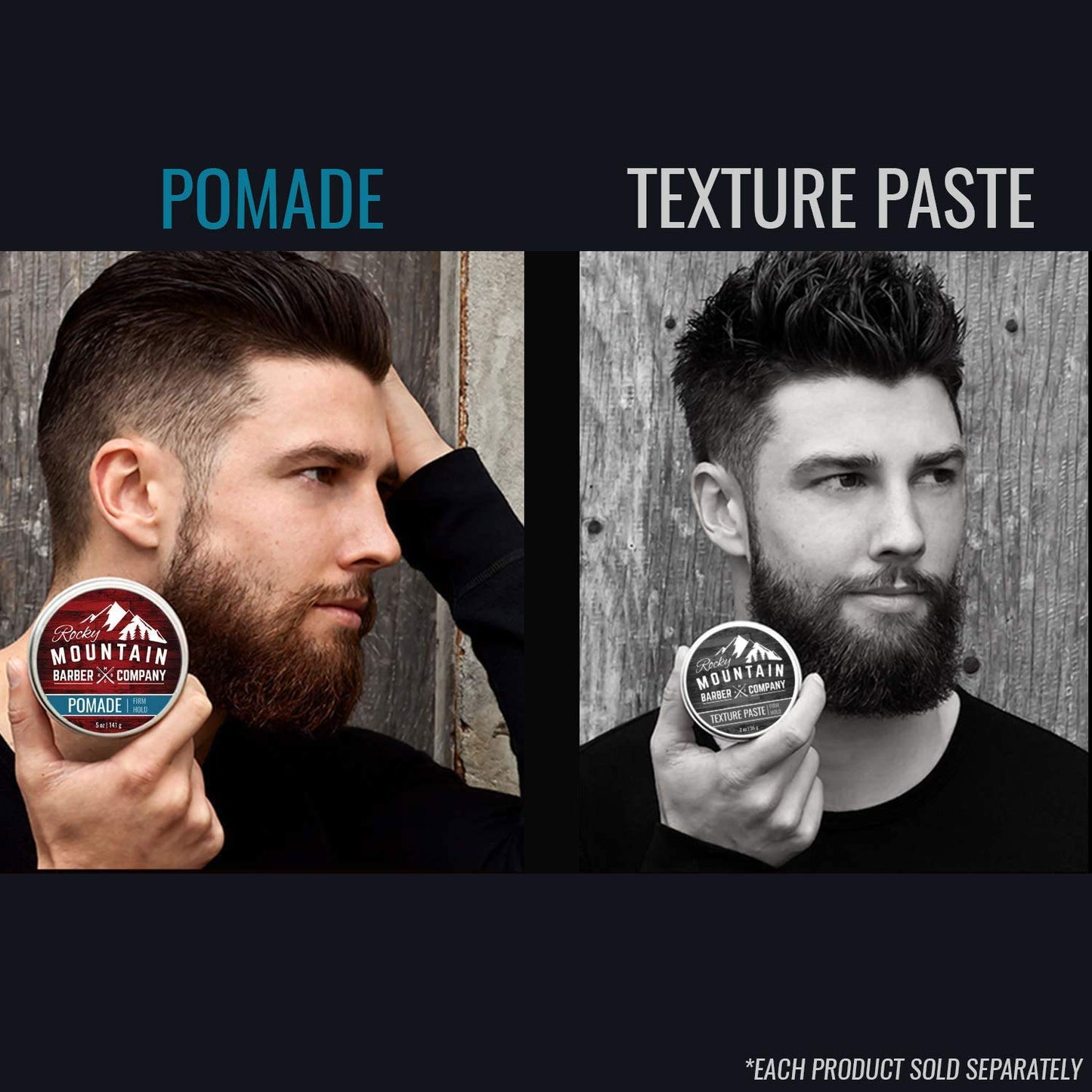 Rocky Mountain Barber Company Pomade for Men - 5 oz Tub Classic Styling Product with Strong Firm Hold for Side Part, Pompadour & Slick Back Looks