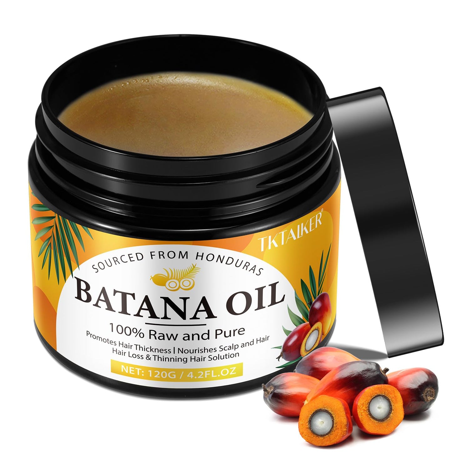 TKTALKER Raw Batana Oil for Hair Growth, 100% Pure, Dr. Sebi Batana Oil from Honduras, Organic, Unrefined, Prevents Hair Loss, Hair Care, Enhances