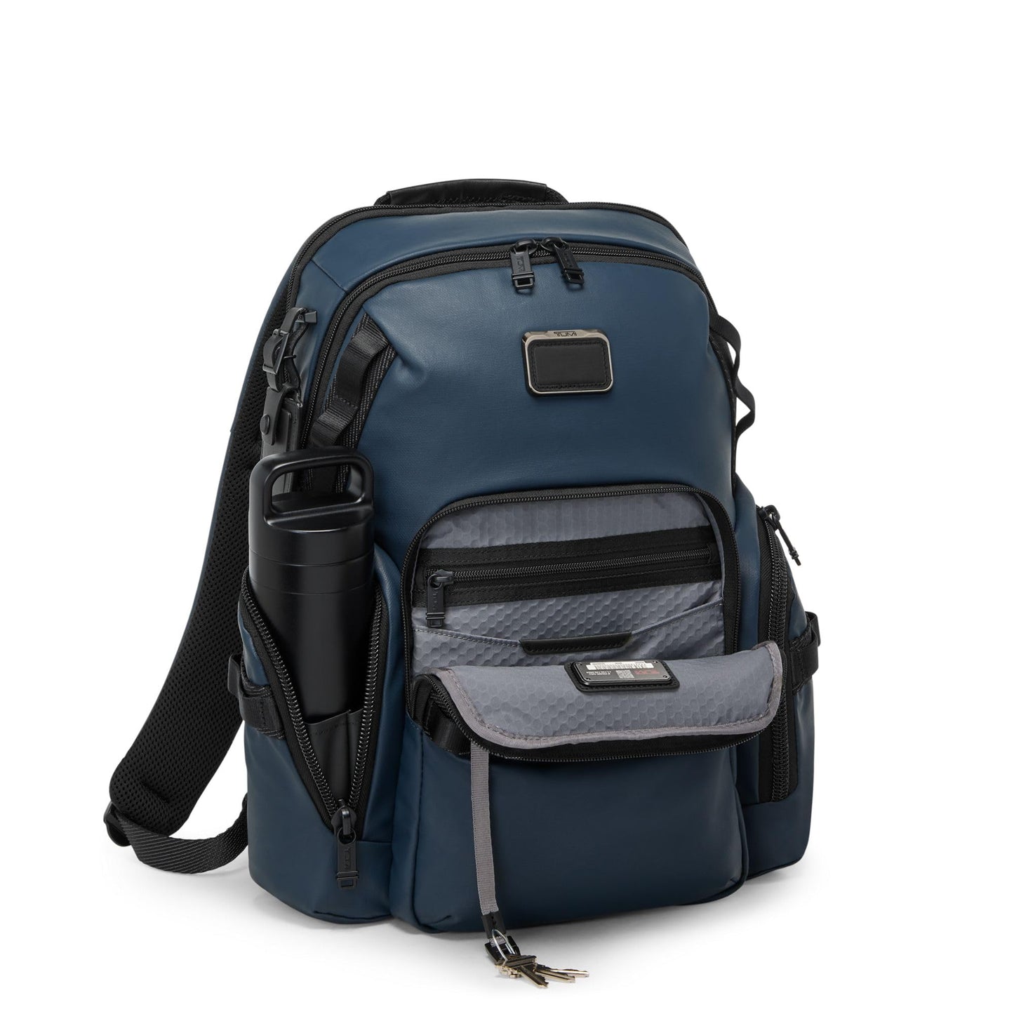 Tumi Mens Navigation Backpack Navy Coated Canvas One Size