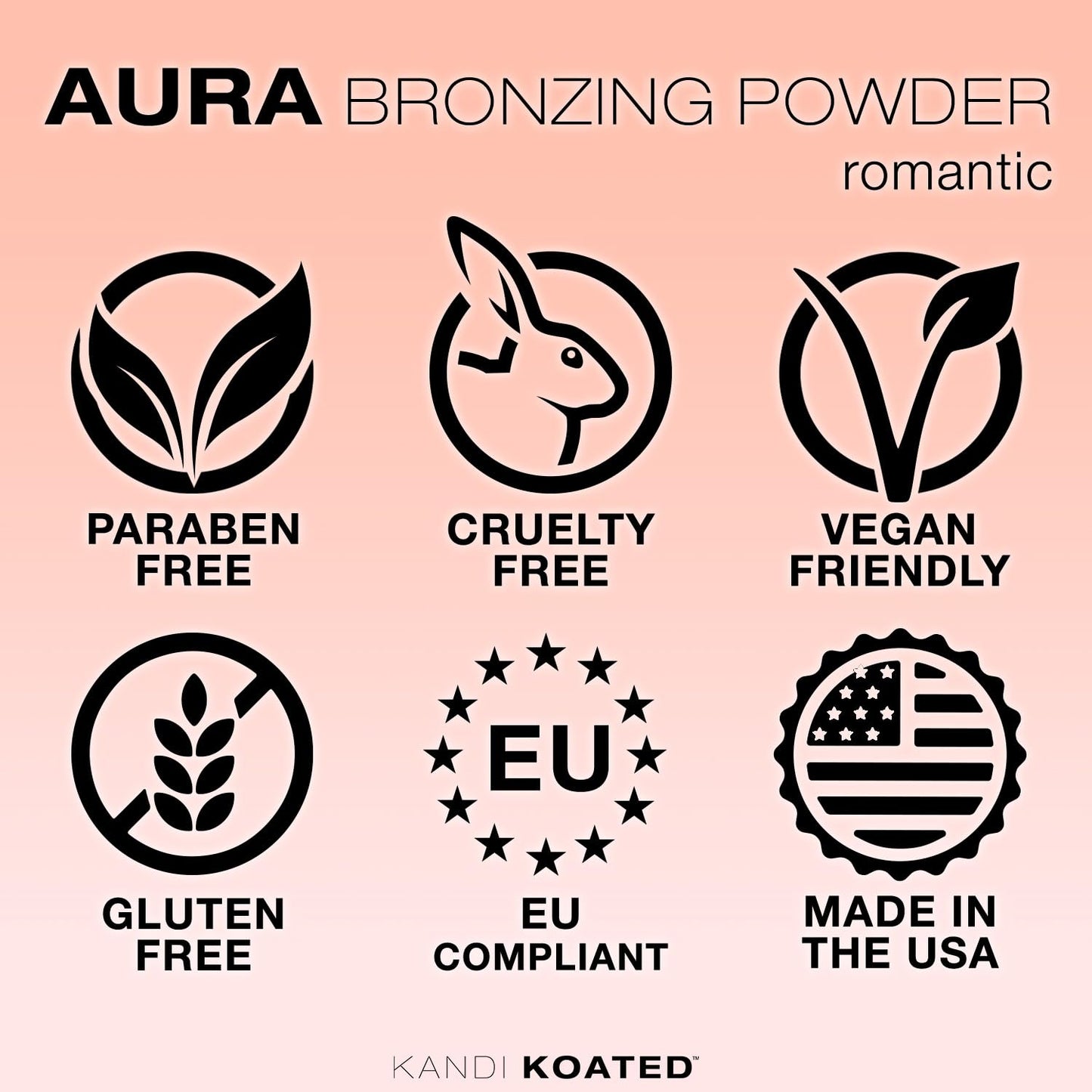 Kandi Koated Aura Romantic - Bronzing Powder in Rose Gold Case, Compact Bronzer by Kandi Burruss | Paraben-Free, Cruelty-Free | Vegan Formula | Beauty