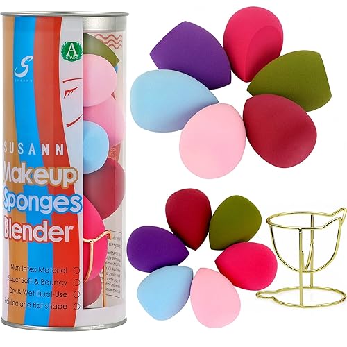 Makeup Sponge Blender Beauty Sponge Set 12pcs and Beauty Foundation Sponge Blender Holder 1PCS,Blending Sponges Cosmetic Puff Flawless for Cream