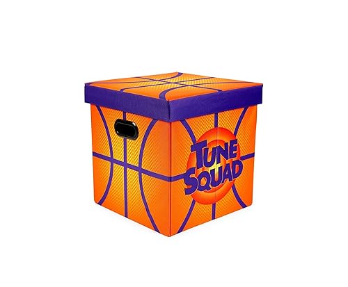 Wikoo Space Jam: A New Legacy Orange 15-Inch Foldable Storage Bin Chest with Lid | Fabric Basket Container, Cube Organizer with Handles | Brown Cubby…
