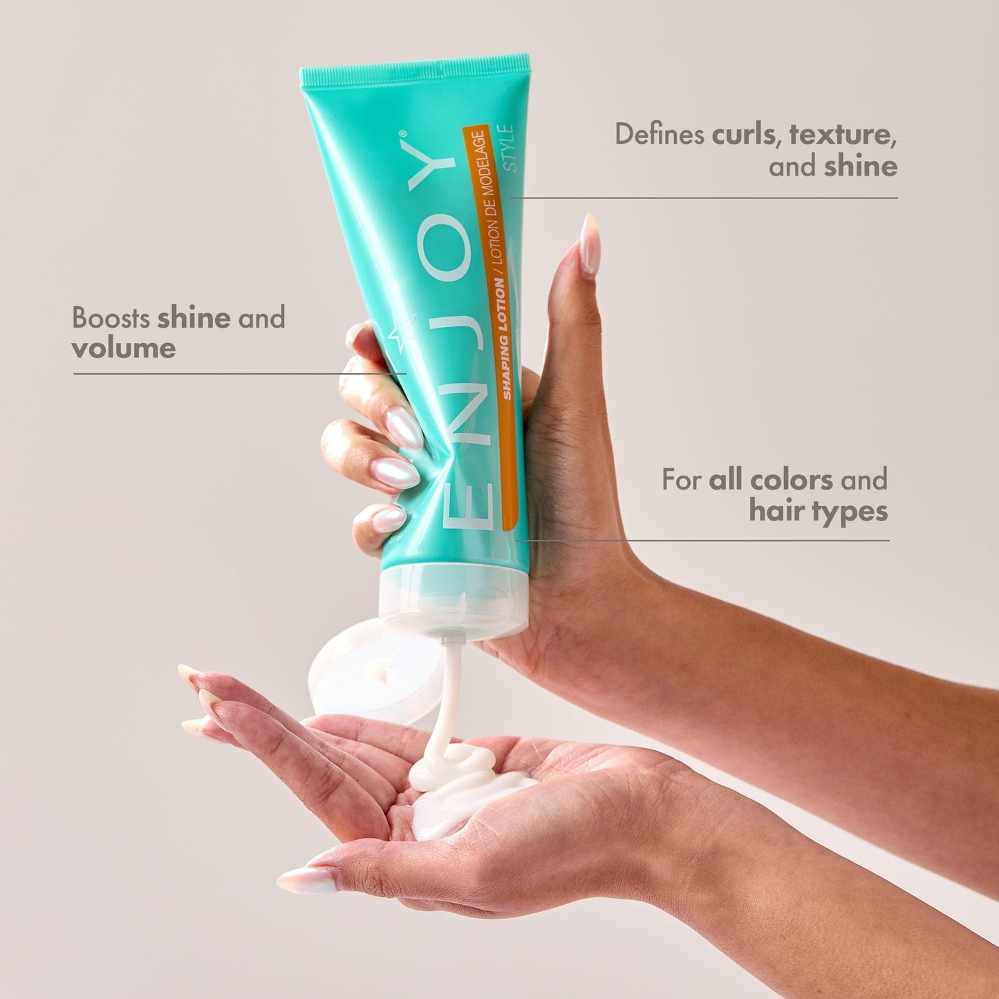 Enjoy Shaping Curly Hair Styling Cream - Adds Volume, Lightweight Curl Defining Finish, Anti-Frizz, 8 Ounce