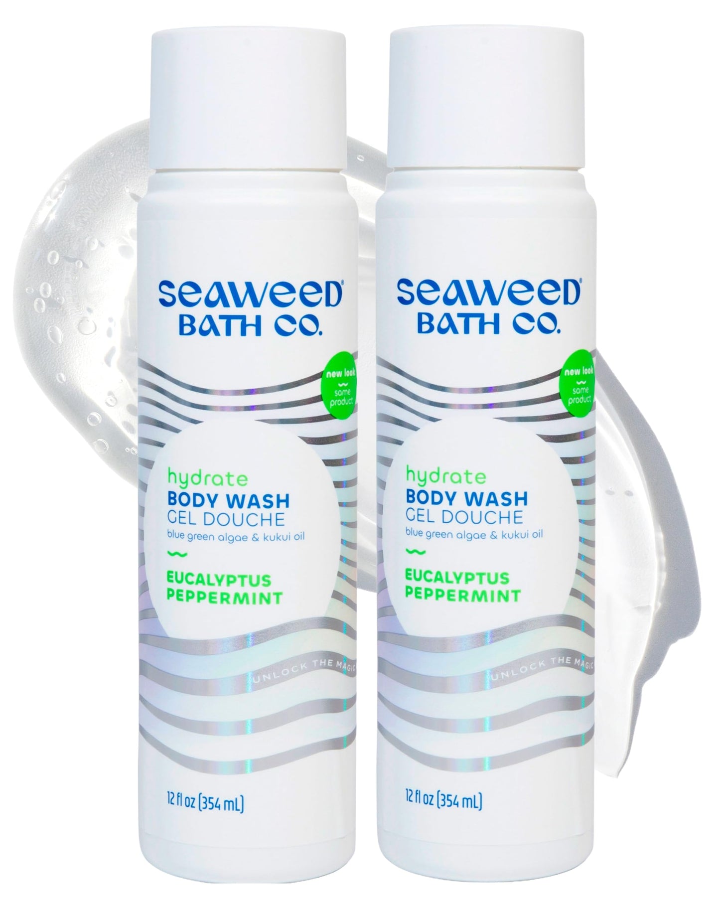 Seaweed Bath Co. Hydrate Body Wash - Eucalyptus Peppermint - Hydrating Lathering Cleanser with Nourishing Natural Ingredients - Vegan, Paraben