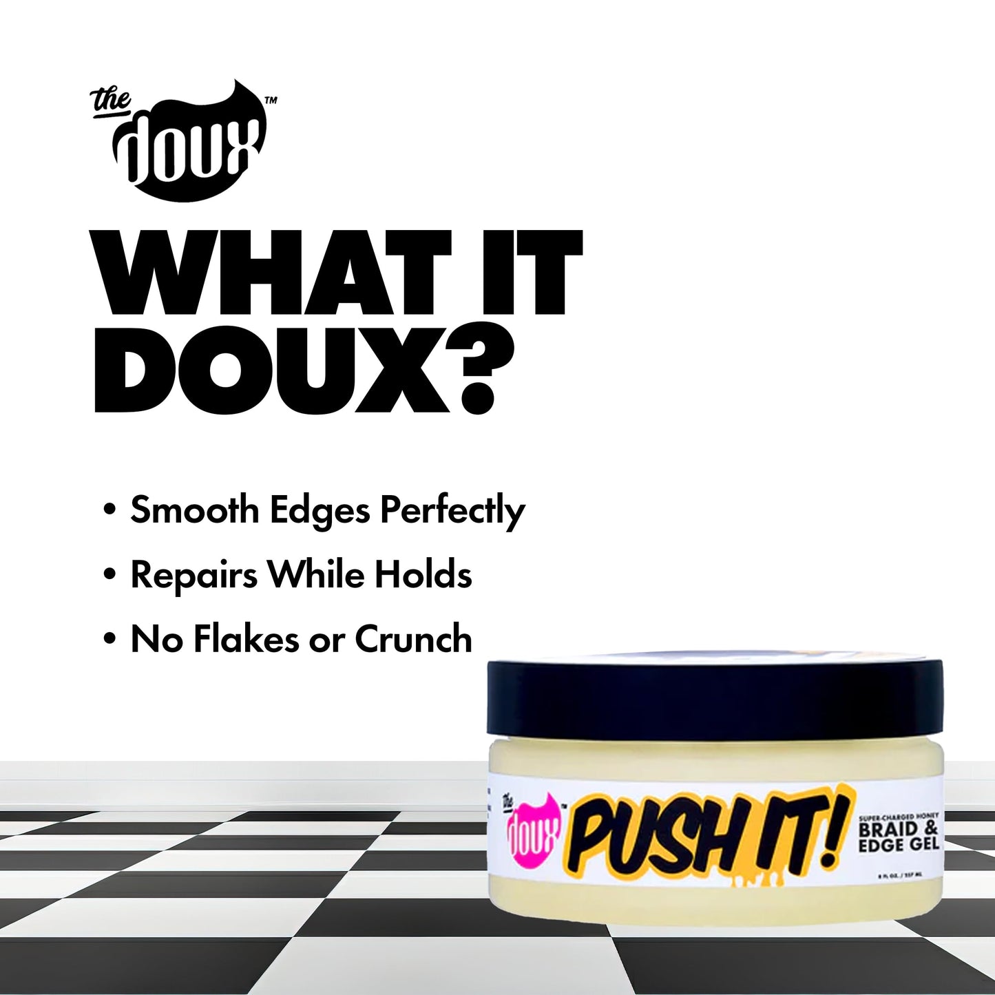 The Doux Push It! Braid & Edge Gel 8.0 Fl Oz (Pack of 1), Gold