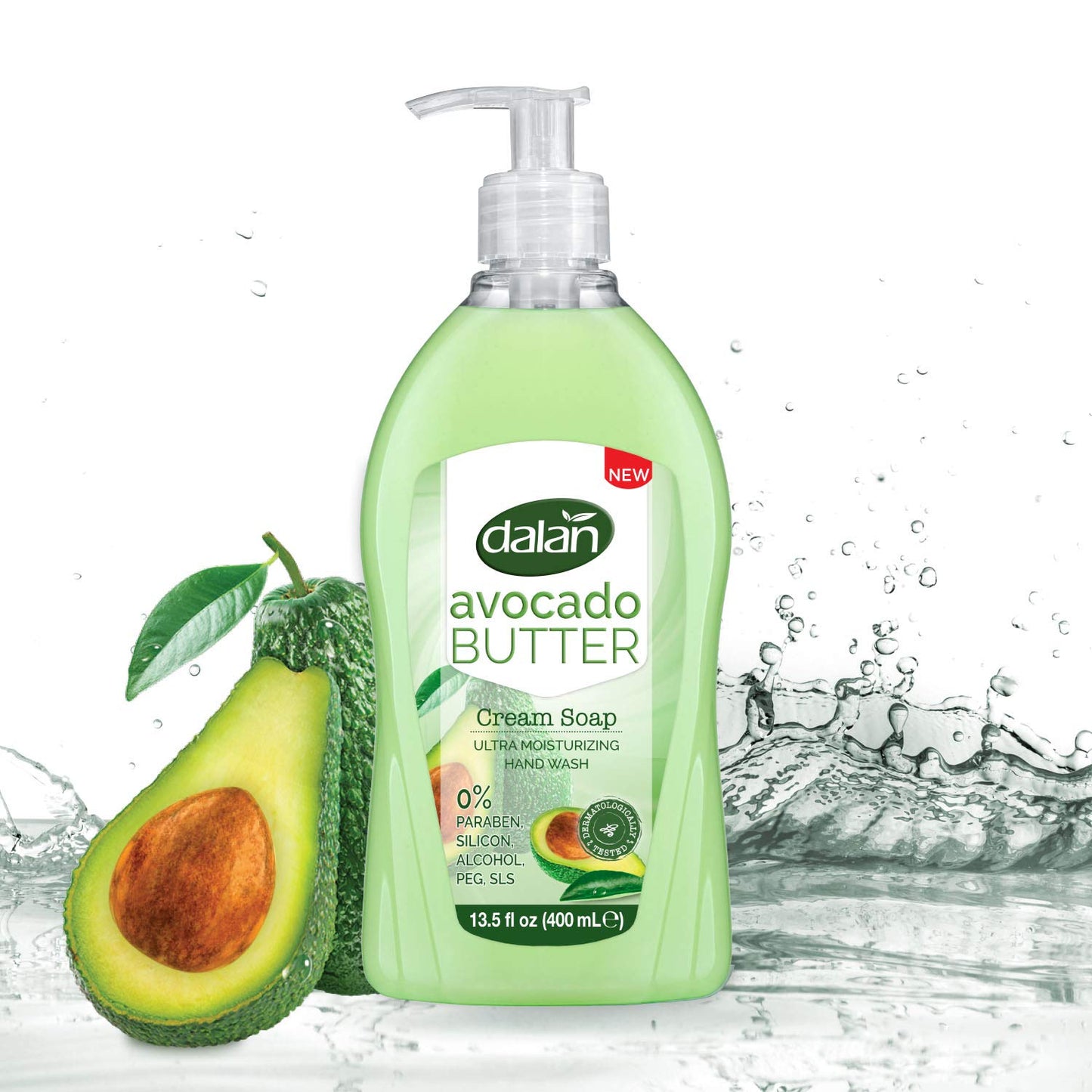 Dalan Avocado Butter Cream Ultra Moisturizing Liquid Hand Soap for Normal and Dry Hands Fresh Clean and Soft Feeling (13.5 Fl Oz / 400 mL (Pack of 1))