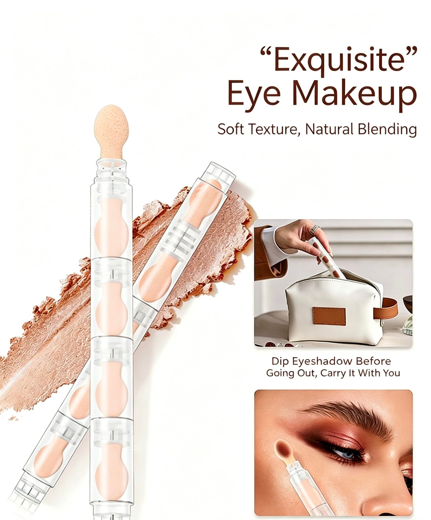 Calyuna Dual-Ended Cream Eyeshadow Stick with Blending Sponge, Matte & Shimmer, Waterproof, Long Lasting, 5 Sections, 2 Pack