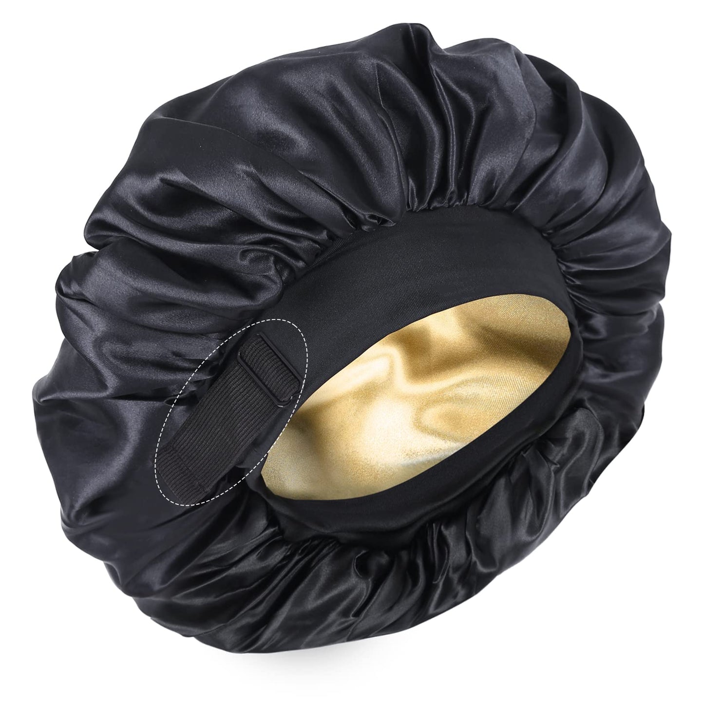 Silk Bonnet for Sleeping Double Layer Satin Bonnet Adjustable Bonnets for Black Women Sleep Cap Reversible Hair Bonnet for Curly Hair Hats(Black) Beauty and Personal Care XRACEPHOL Default Title