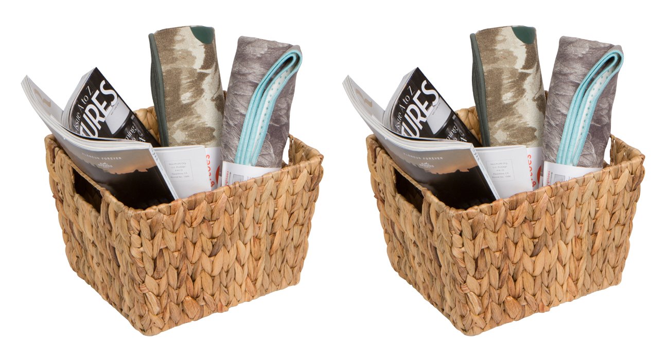 11.5" Hyacinth Storage Basket with Handles, Rectangular, by Trademark Innovations (Set of 2)