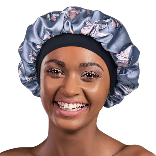 Satin Nightcap for Sleeping Women Classic Silk Bonnet with Soft Elastic Little Red Flowers Beauty and Personal Care Alnorm