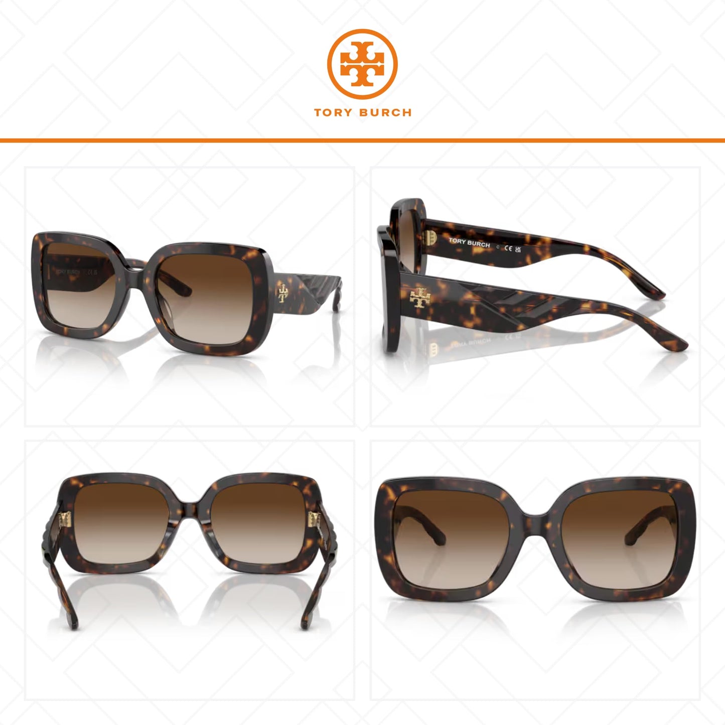 Tory Burch TY7179U 172813 54MM Dark Tortoise/Brown Gradient Cateye Sunglasses for Women +BUNDLE with ACCESSORY EYEWEAR KIT