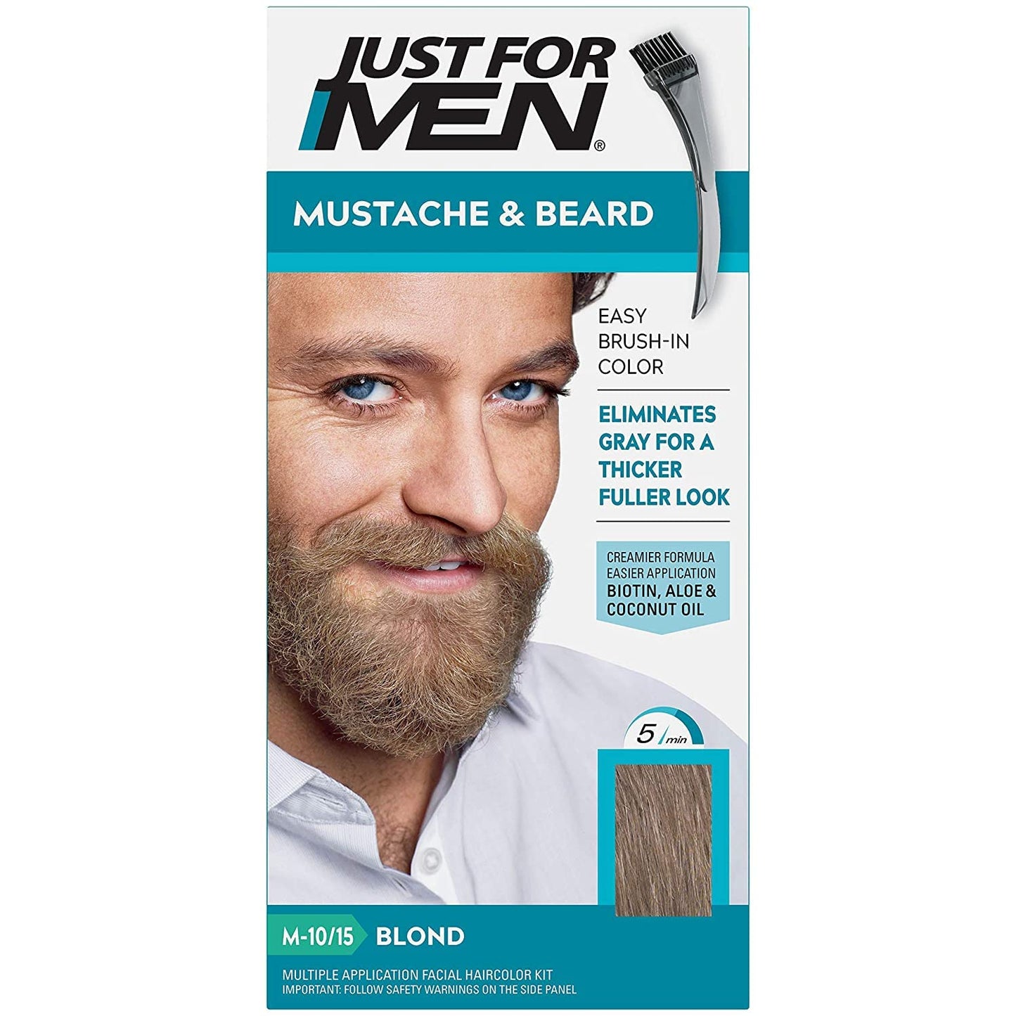 Just For Men Mustache & Beard Brush-In Color Gel, Blond M-10/15 1 Each (Pack Of 2)