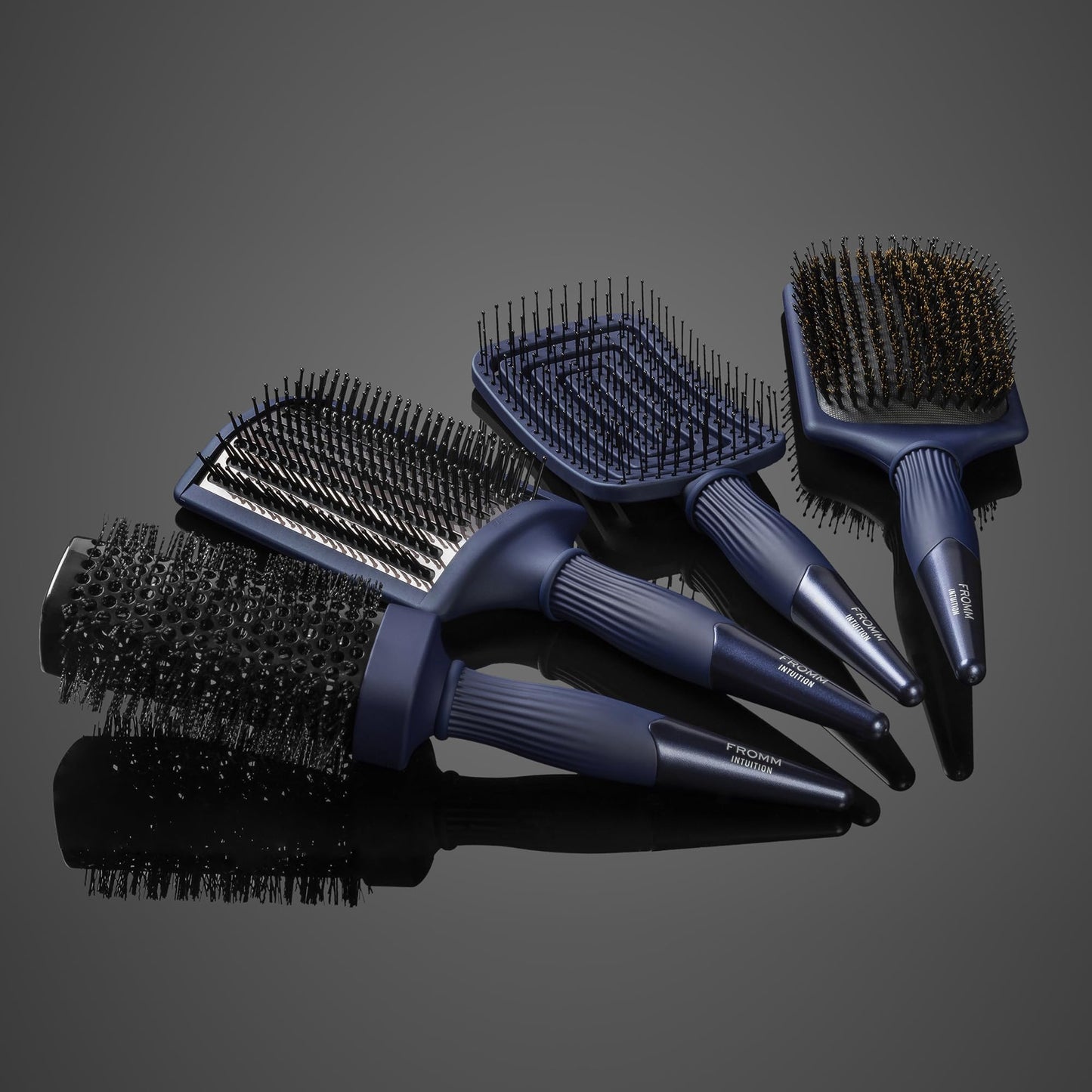 Fromm Professional Intuition Flexer Vent Brush for Blow Drying, Detangler Brush for Wet or Dry Medium to Thick Hair, Smooths Frizz and Flyaways, Navy