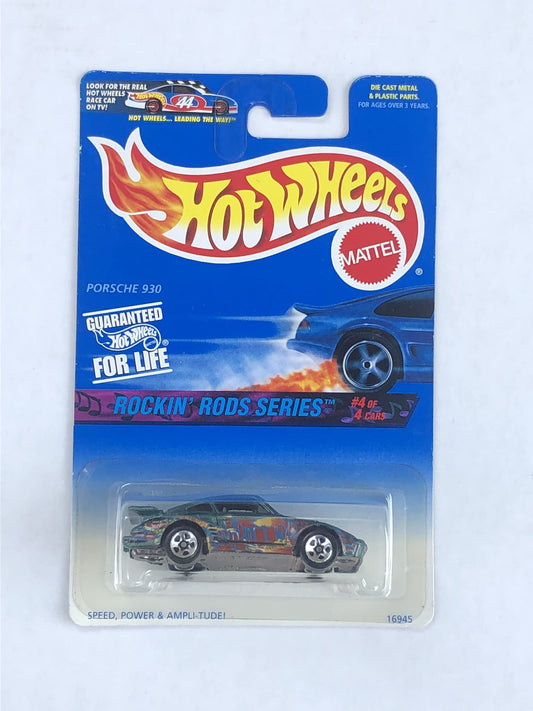 HOT WHEELS ROCKIN RODS SERIES 4 OF 4 CARS, GREEN PORSCHE 930 SQUARE CARD 5 DOT WHEEL