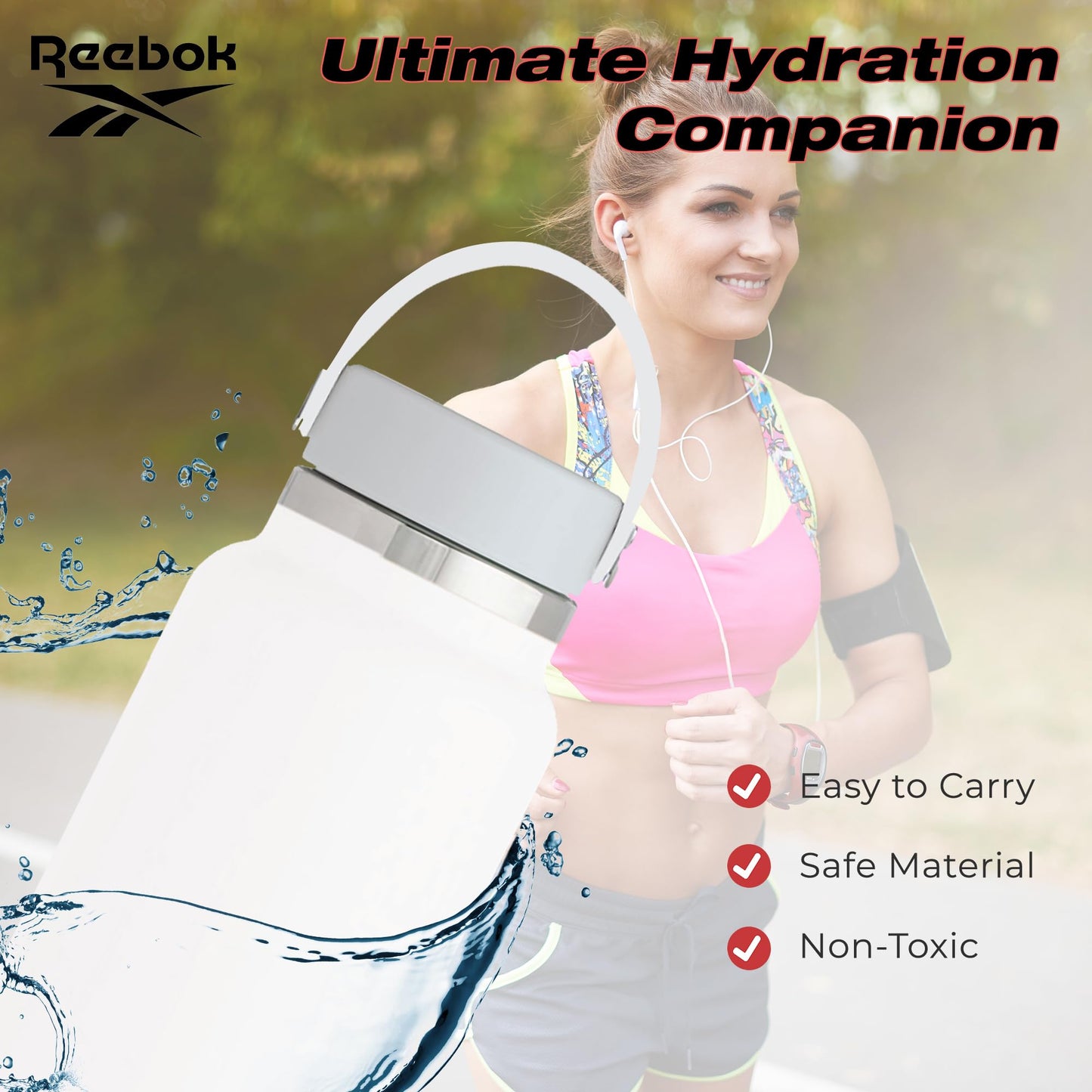 Reebok Stainless Steel Wide Mouth Water Bottle With Flex Cap For Outdoor - 32 oz - Double Wall Vacuum Insulated Sports Water Bottle With Silicone…