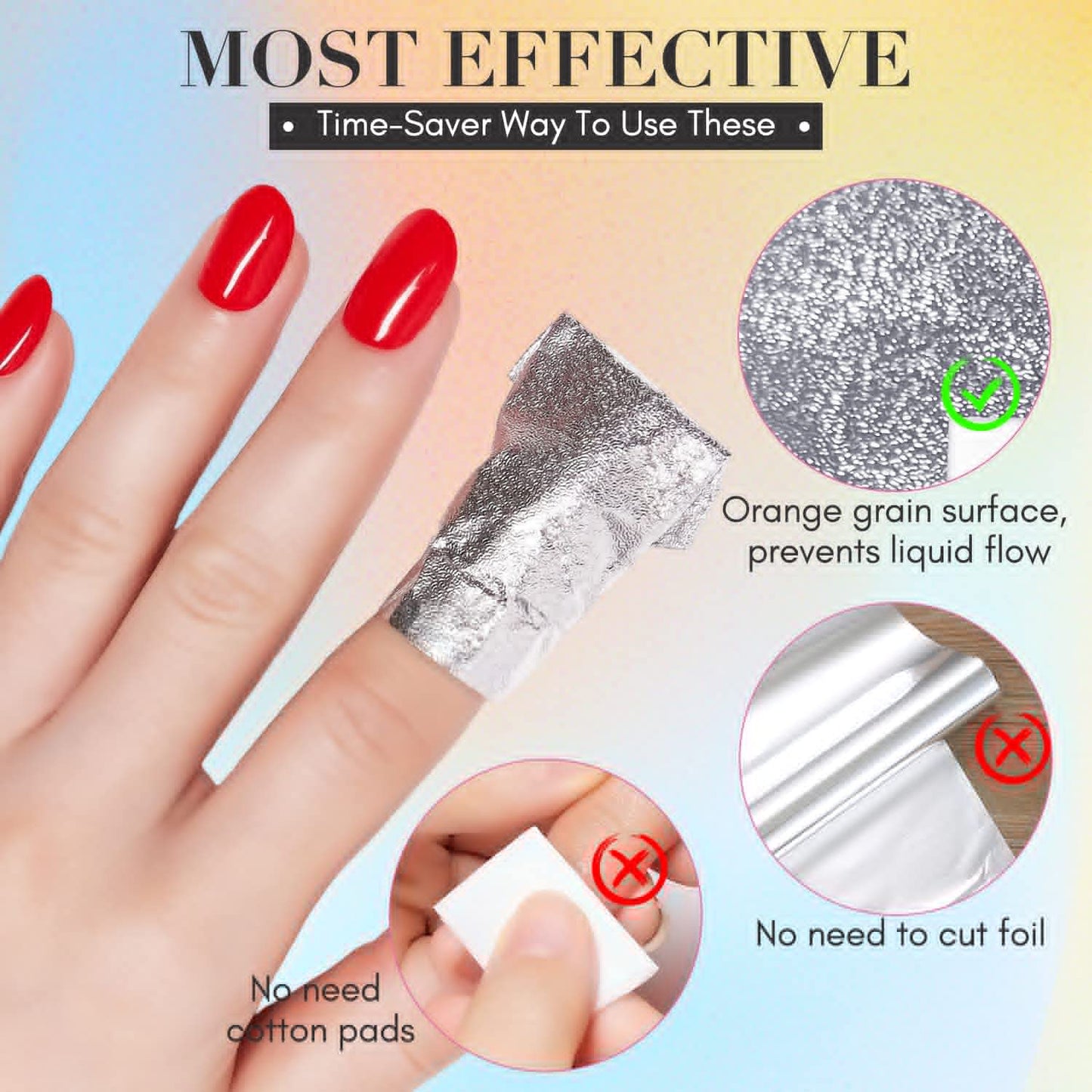Makartt Nail Polish Remover Set - 200 pcs Foil Nail Wraps with Cuticle Pusher, Soak Off Foils for Gel Remover with Lint-Free Larger Cotton Pads
