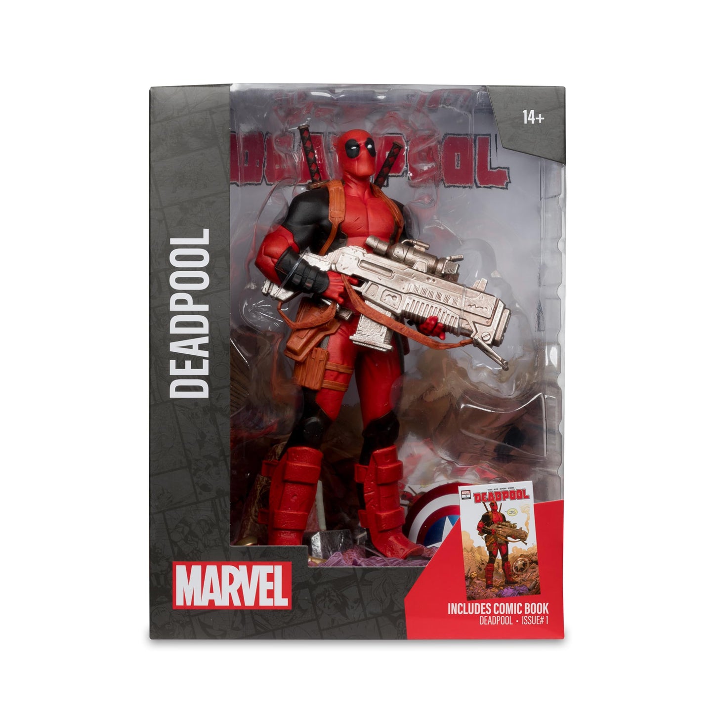 McFarlane Toys- Marvel Deadpool 1:6th Scale Collectible with Scene & Comic (Deadpool #1)