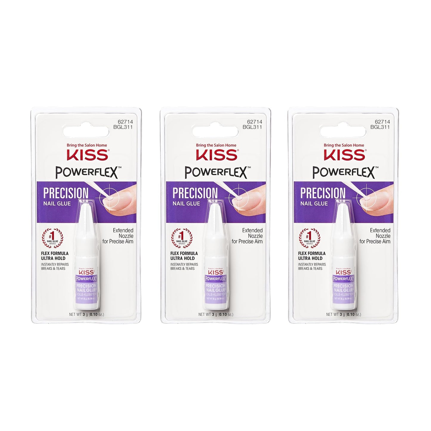 Kiss Powerflex Precision Nail Glue 0.10 Ounce (Pack of 3) Beauty & Personal Care KISS