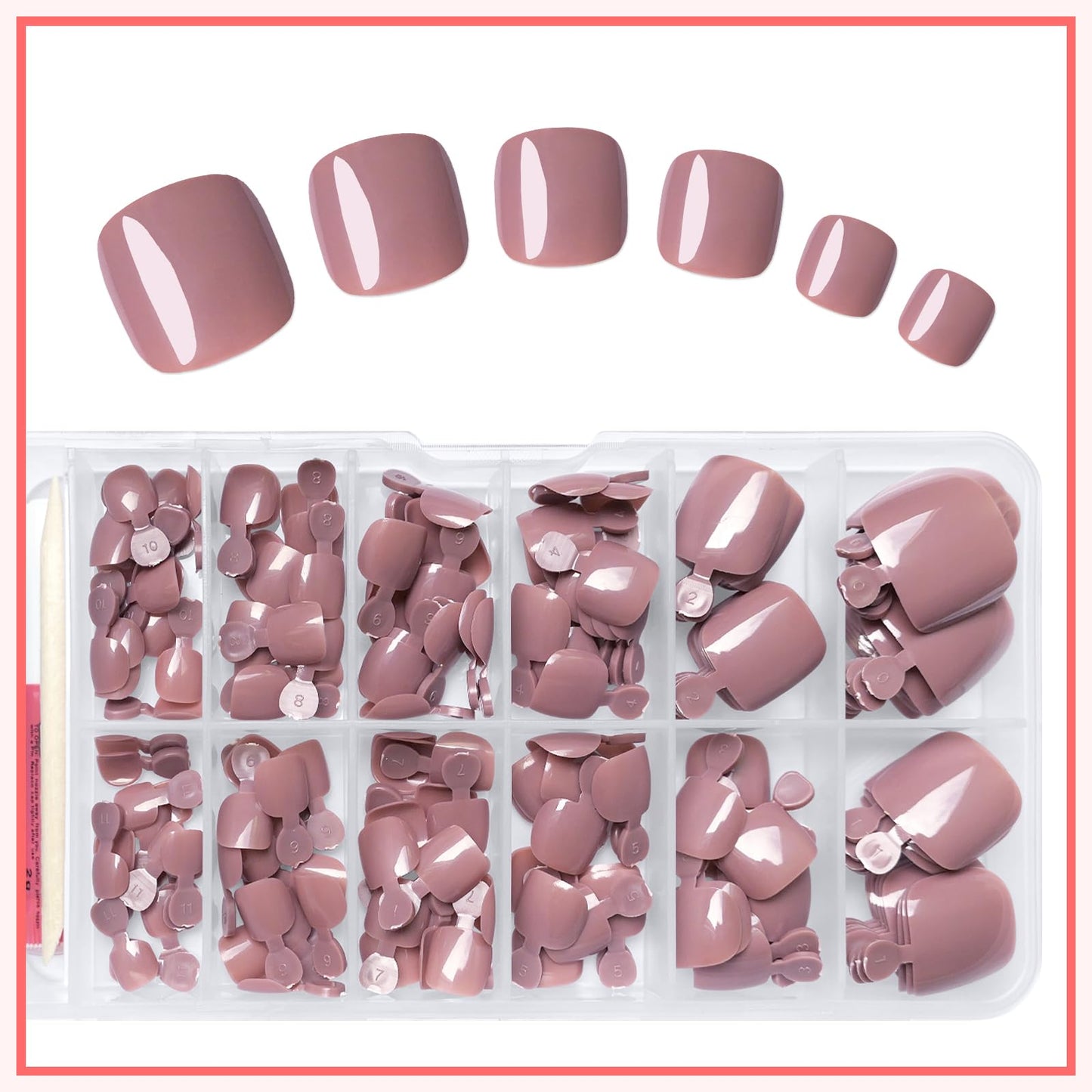 LuckForever 168pc Press on Toenails Women Fake Toe Nails with Glue Tabs, Coffee Fake Toenails Press on Nail Short Square Toe Nails Press ons Glue Beauty and Personal Care LuckForever