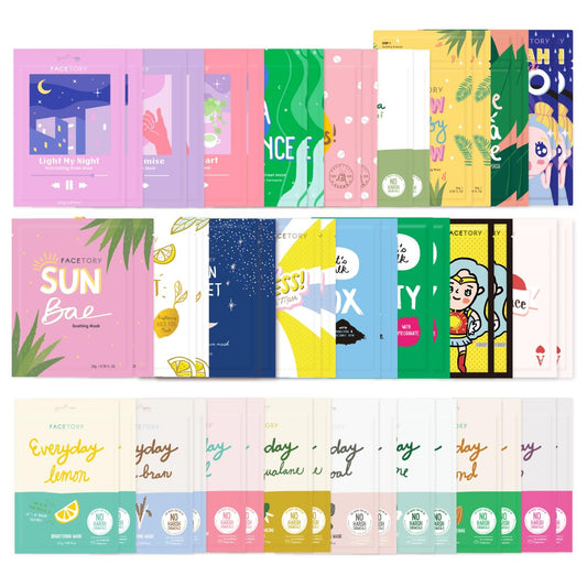 FACETORY K Beauty Face Mask Skin Care 50 COLLECTION Sheet Mask Set | Natural Premium Korean Face Mask For All Skin Types - No Sulfates No Parabens (50 Beauty & Personal Care FACETORY