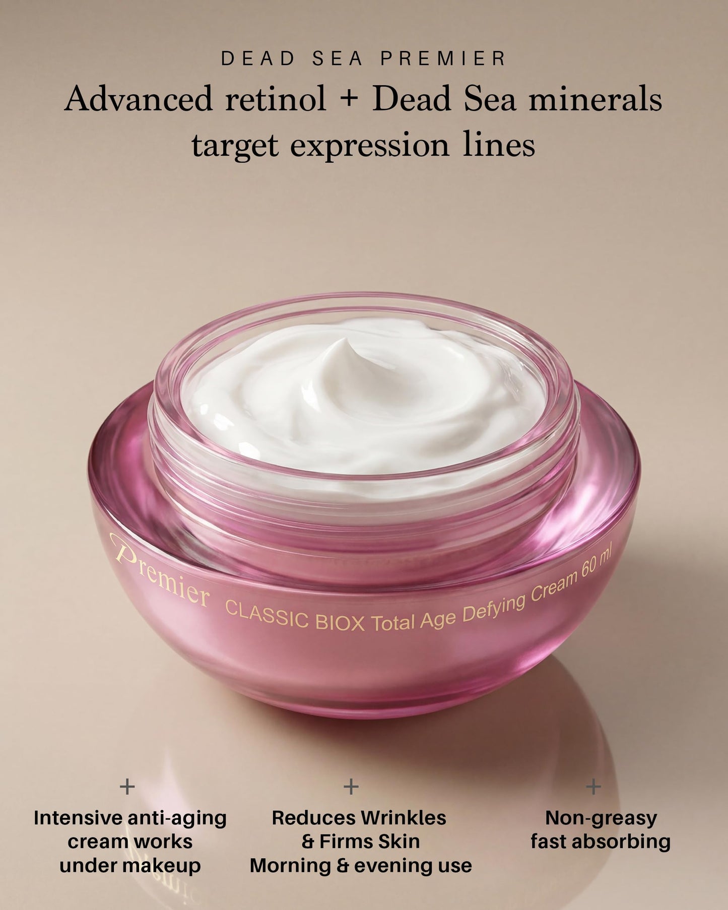 Premier Dead Sea BIOX total age defying cream, face moisturizer, Anti Aging face Cream, Intensive Wrinkle cream firming skin care, Classic collection