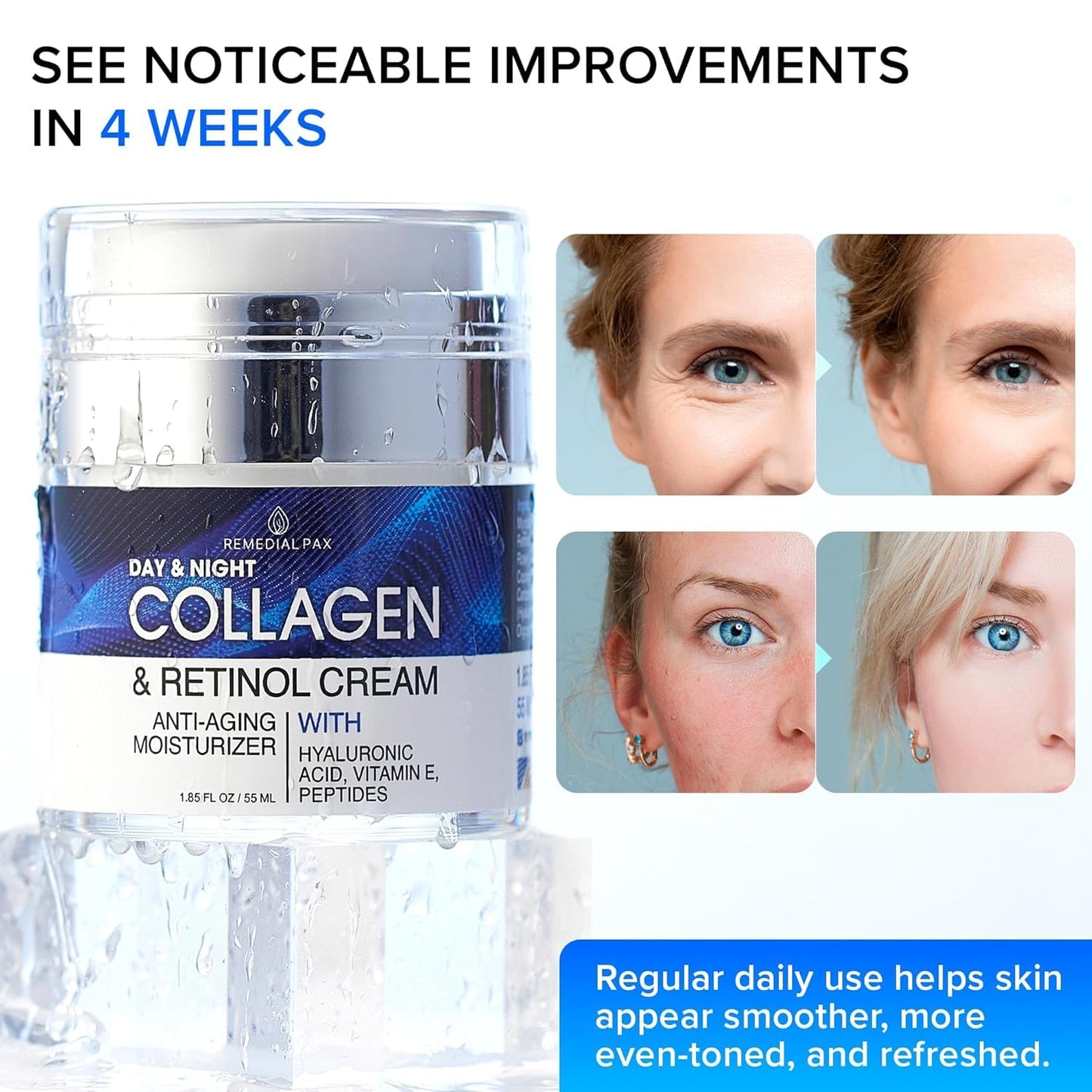 Collagen Face Cream with Retinol & Hyaluronic Acid - Anti Aging Moisturizer for Women & Men, Firming Day & Night Cream for Wrinkles, Hydrating Facial Beauty and Personal Care REMEDIAL PURITY AESTHETICS EXPERIENCE