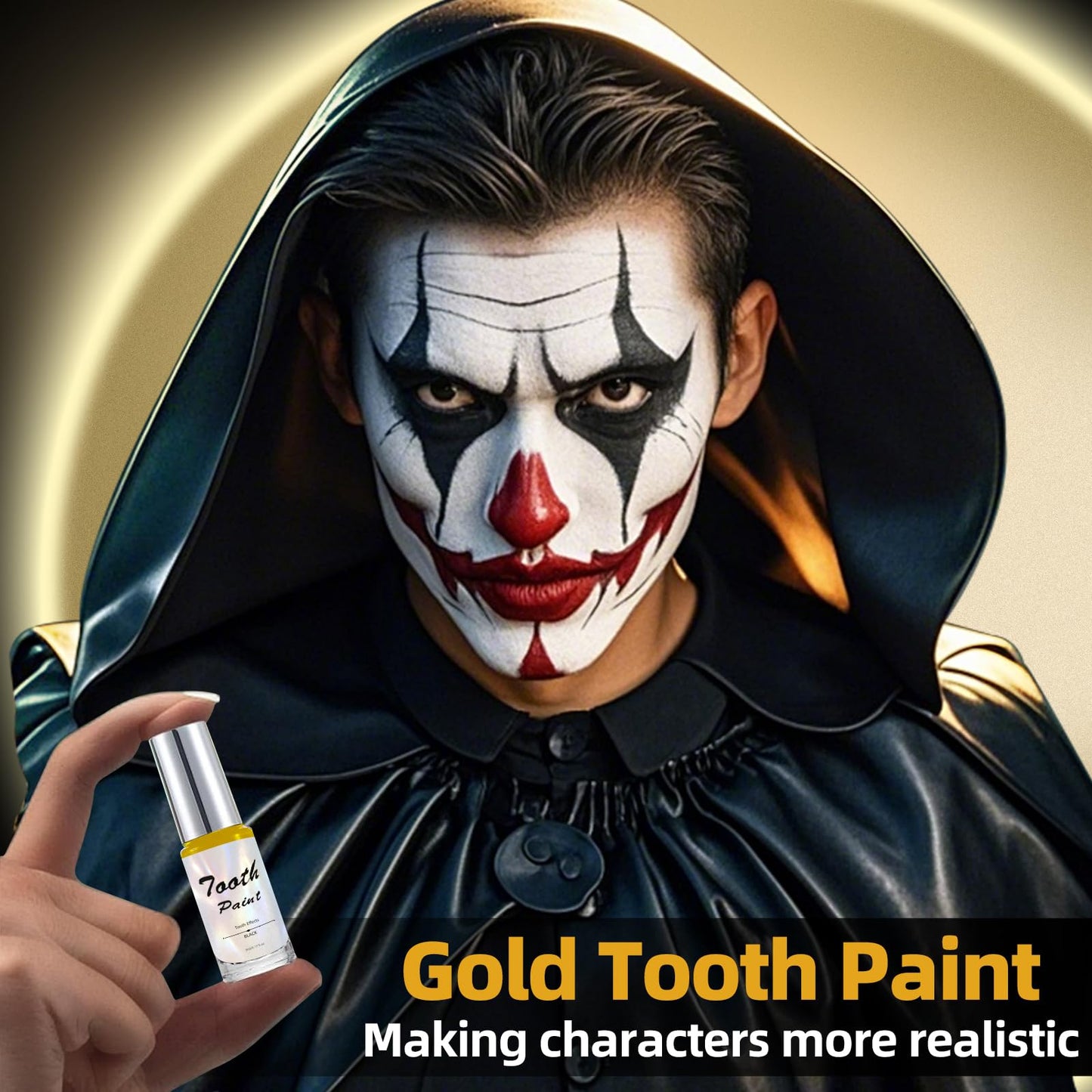 Gold Tooth Paint, Temporary Gold Out Tooth Makeup, Quick Dry & Realistic, No Streak, Perfect for Creating Golden Teeth SFX & Pirate Teeth Makeup