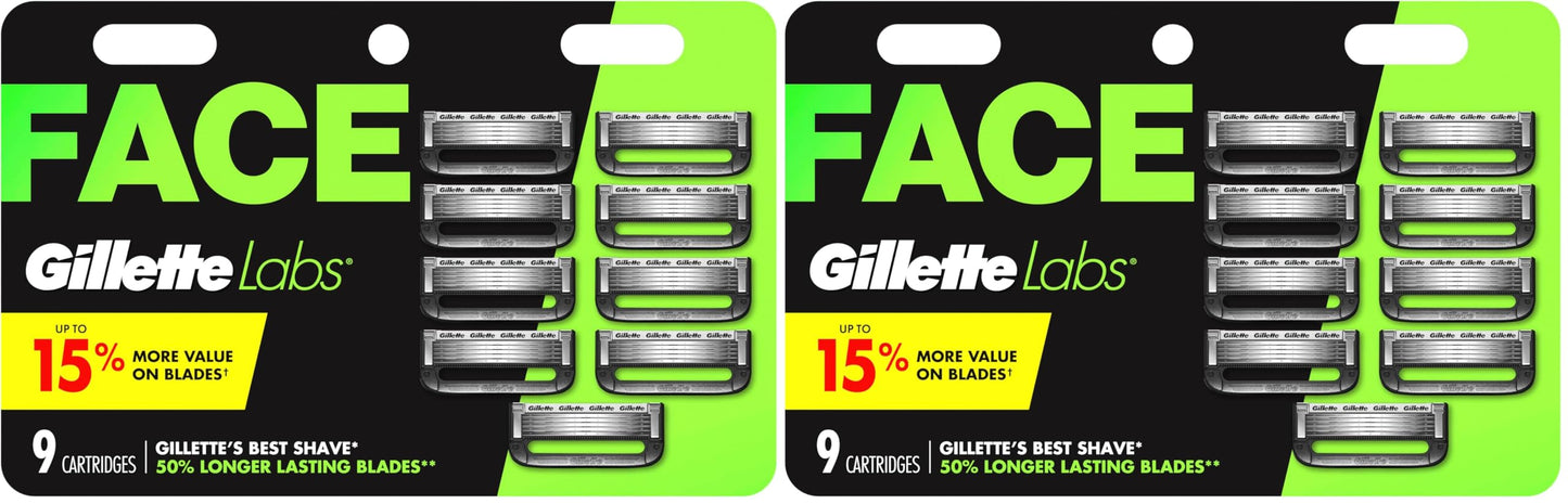 GilletteLabs Razor Blade Refills,Ultimate Precision Trimmer,5 Bladed Refills,Compatible with Exfoliating Bar and Heated Razors,9 Count (Pack of 2) Beauty and Personal Care Gillette Default Title