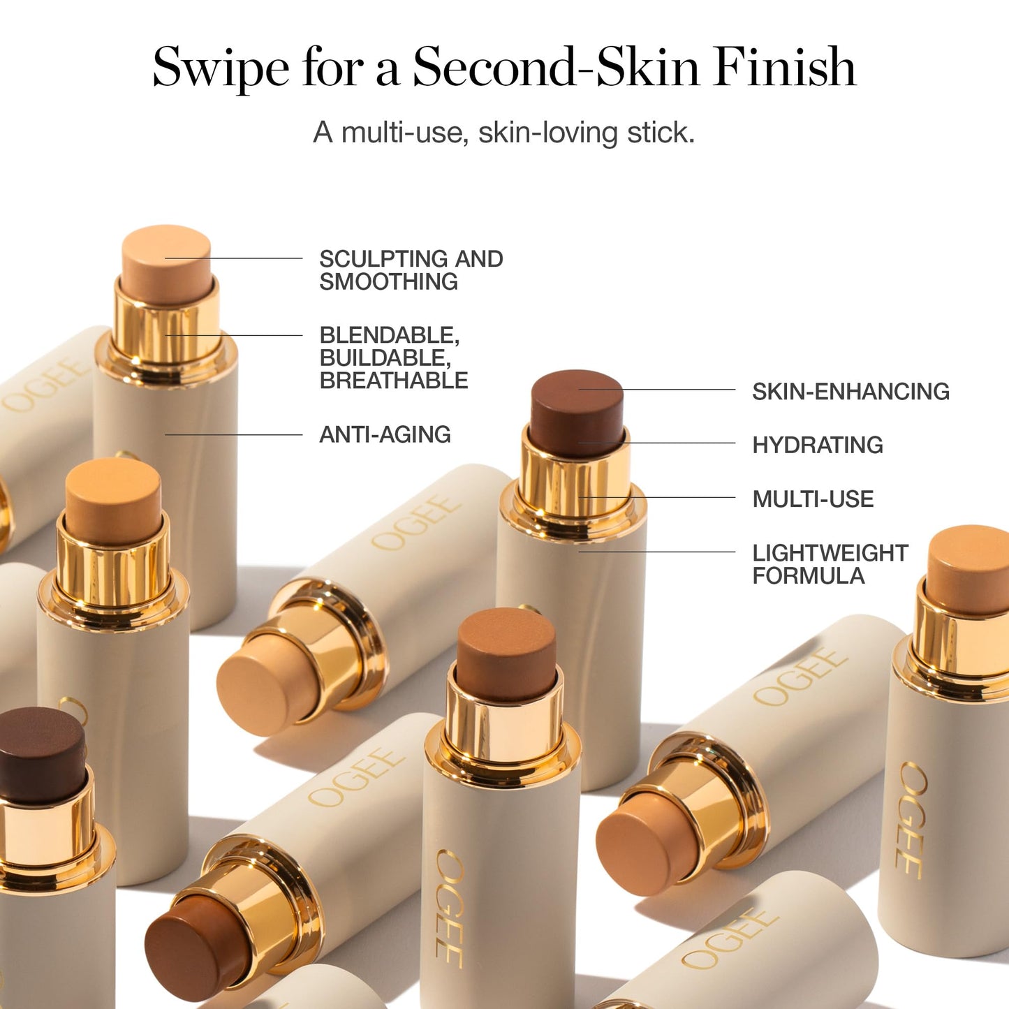 Ogee Sculpted Complexion Foundation Stick (Linden 1.25N Light Beige, Neutral Undertones) Full Coverage Foundation Makeup - Instantly Balance & Even