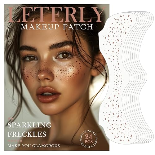 Leterly 24 Pcs Glitter Freckles Face Tattoo,Brown Face Glitter Makeup Patches Cute Sparkle Freckles Patches Waterproof Makeup Speckles for Face
