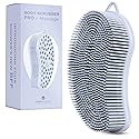 MainBasics Silicone Body Scrubber Dual-Sided Shower Loofah and Massaging Nodes (Frosted Sky, Massage)