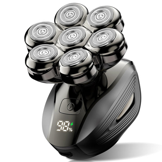 Head Shavers for Bald Men: 7D Floating Electric Razor with Magnetic Removable Head, IPX7 Waterproof Shaver, LED Display & Type-C Fast Charging (Taupe) Beauty and Personal Care Cyruzi