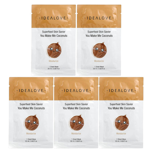 Idealove Superfood Skin Savior, You Make Me Coconuts, 5 Beauty Sheet Masks, 0.68 fl oz (20 ml) Each Beauty & Personal Care Idealove