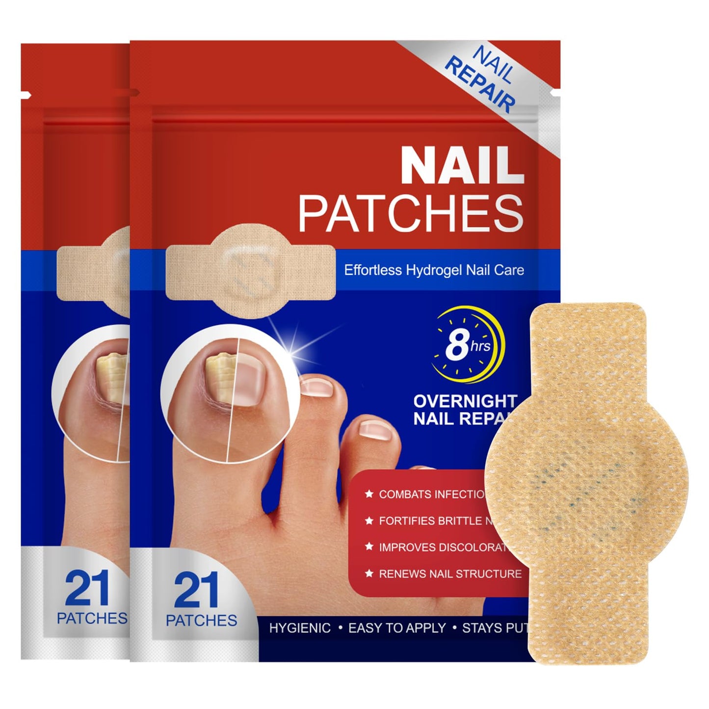Fungal Nail Patches 42 PCS, Toenail Treatment Extra Strength 8-Hour Overnight Nail Fast Acting Repair Effortless Hydrogel Nail Care and Repair Beauty and Personal Care FANSHI